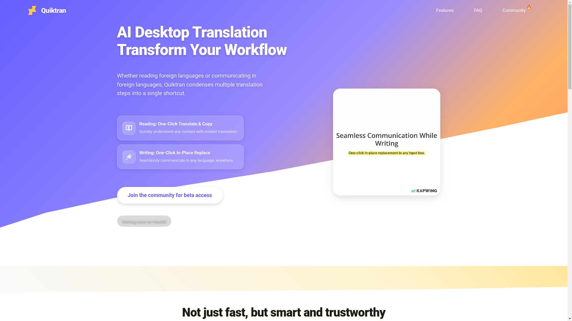website screenshot of https://quiktran.pages.dev/