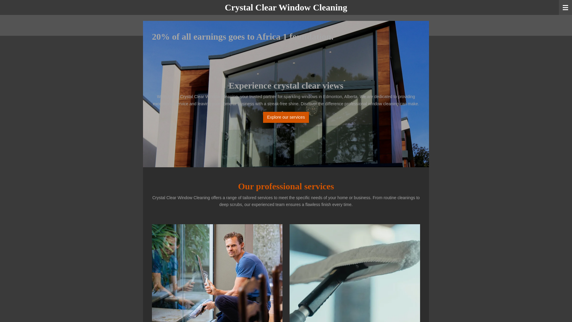 website screenshot of https://crystal-clear-window-cleaning.ca