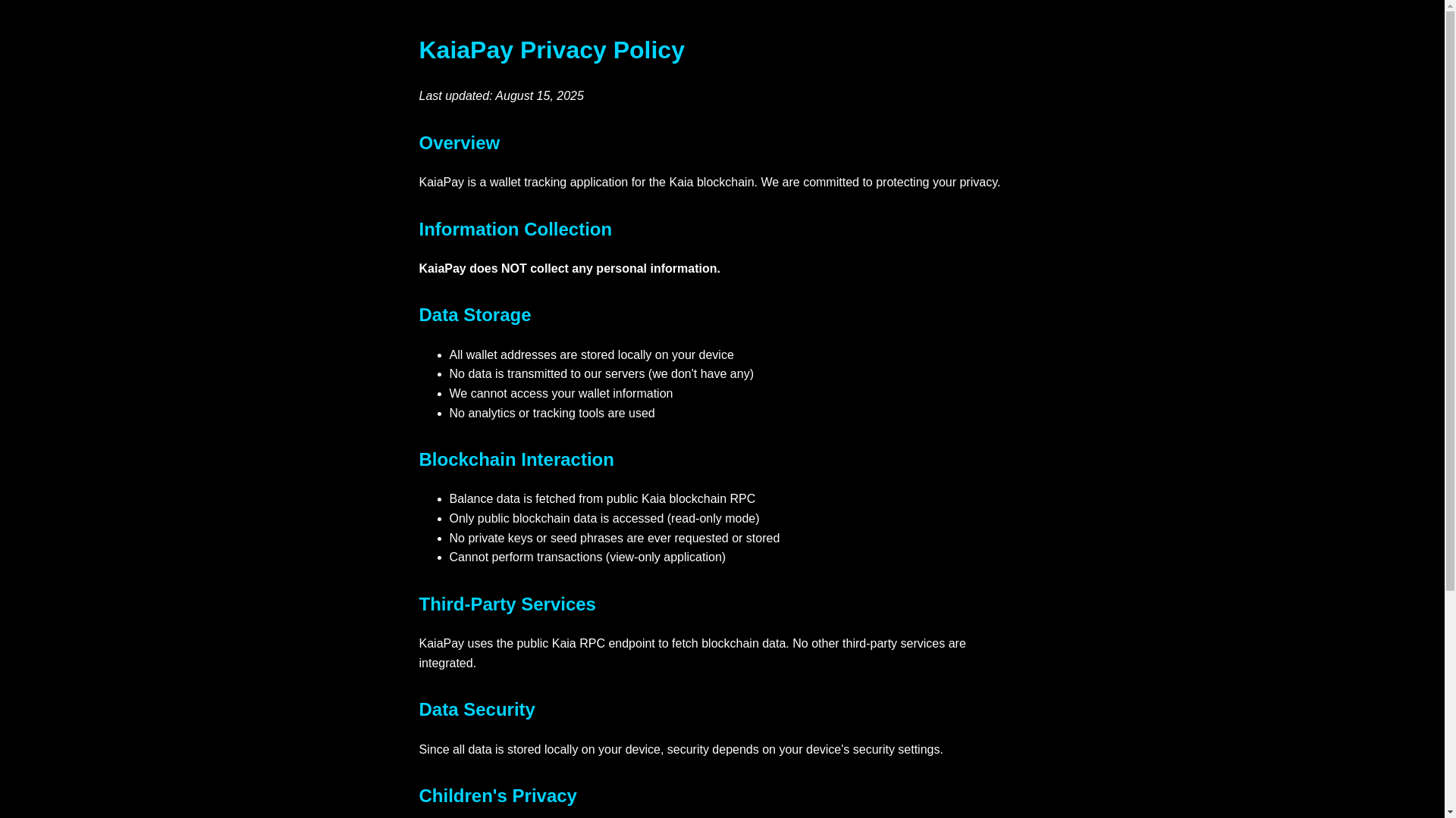 website screenshot of https://kaiapay-policy.pages.dev/