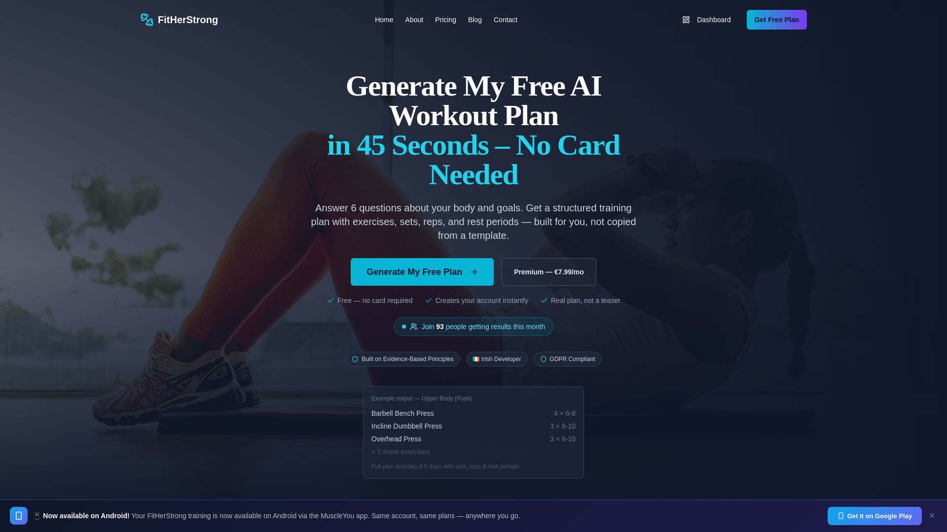 website screenshot of https://fitherstrong.com