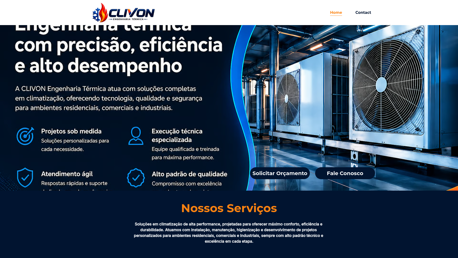 website screenshot of https://clivonengenhariatermica.com.br/