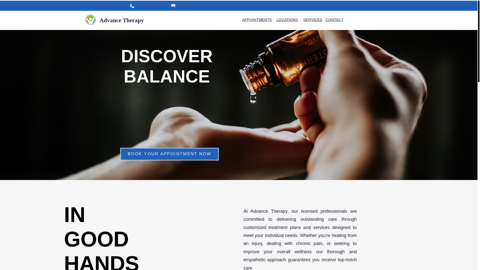website screenshot of https://advancetherapy.ca/