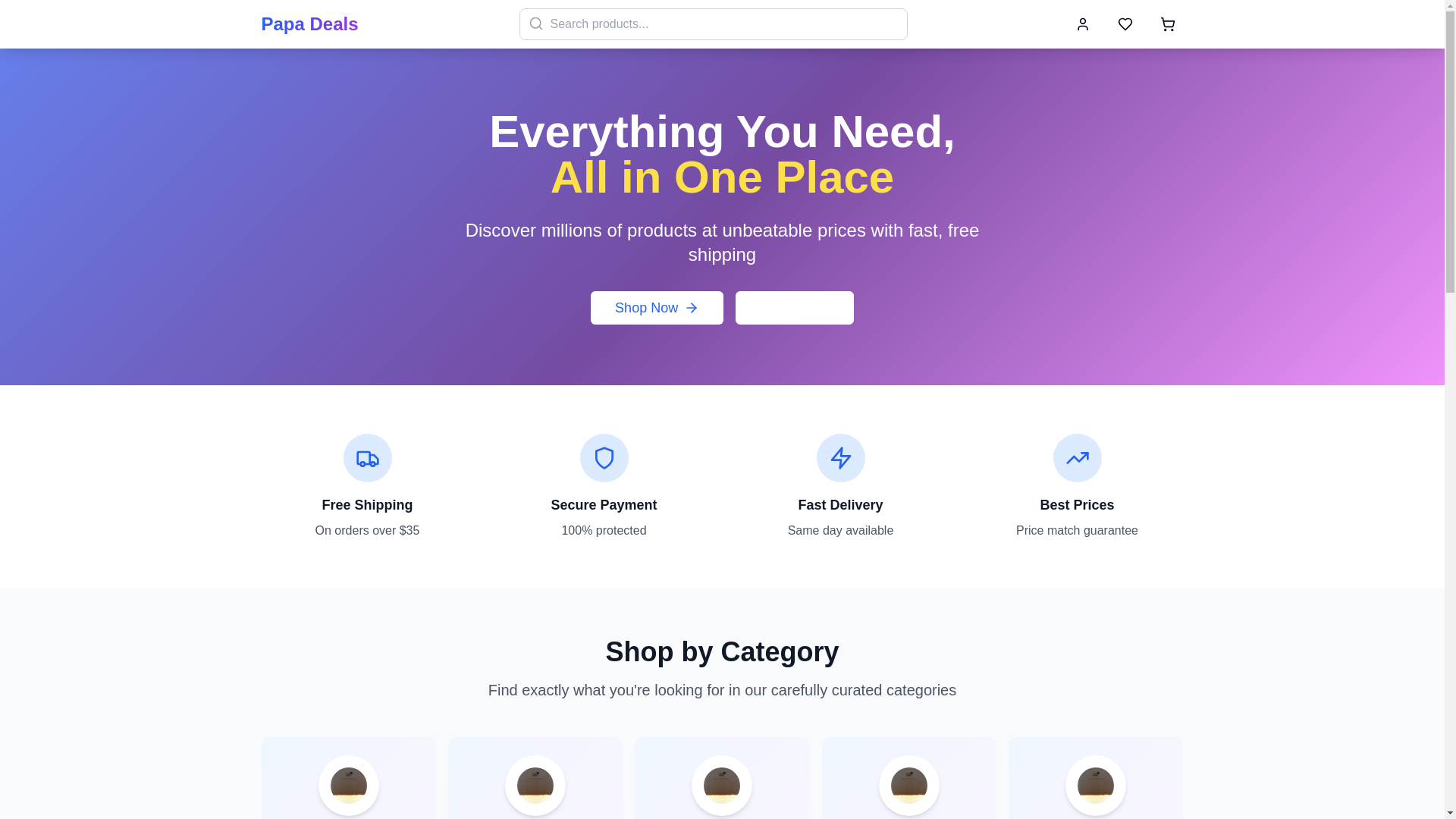 website screenshot of https://papadeals.com.co/