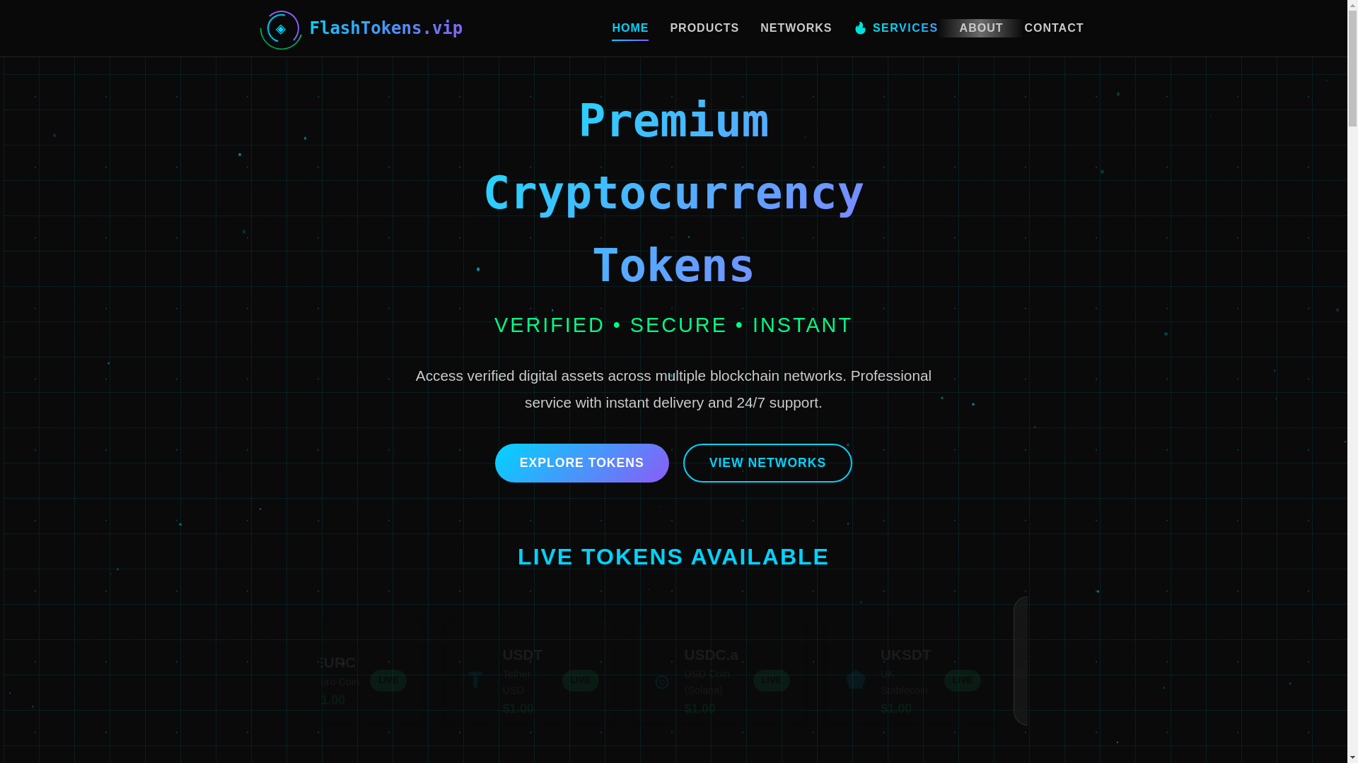 website screenshot of https://flashtokens.vip/
