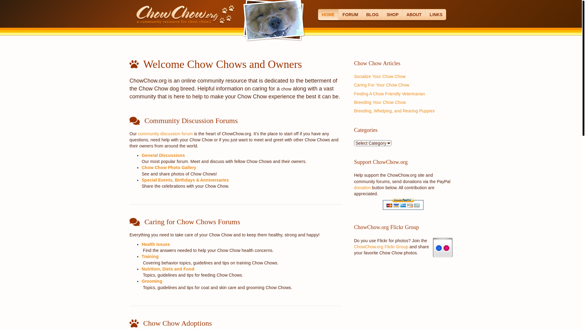 website screenshot of https://chowchow.org/
