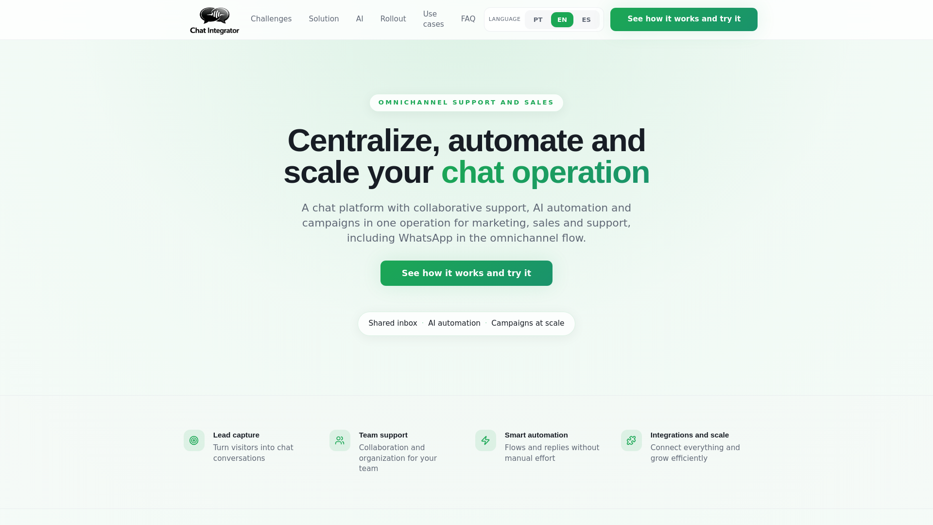 website screenshot of https://chatintegrator.com/