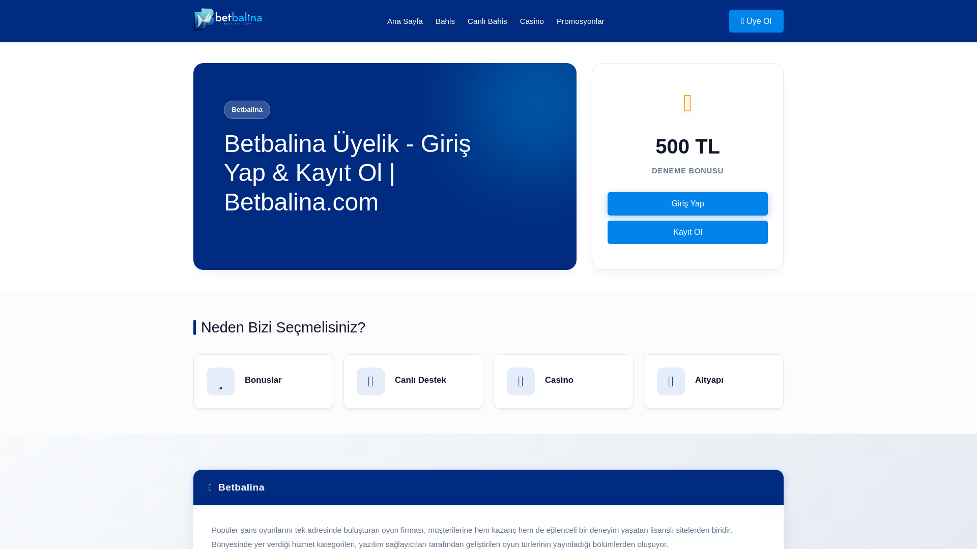 website screenshot of https://betbalina.info/
