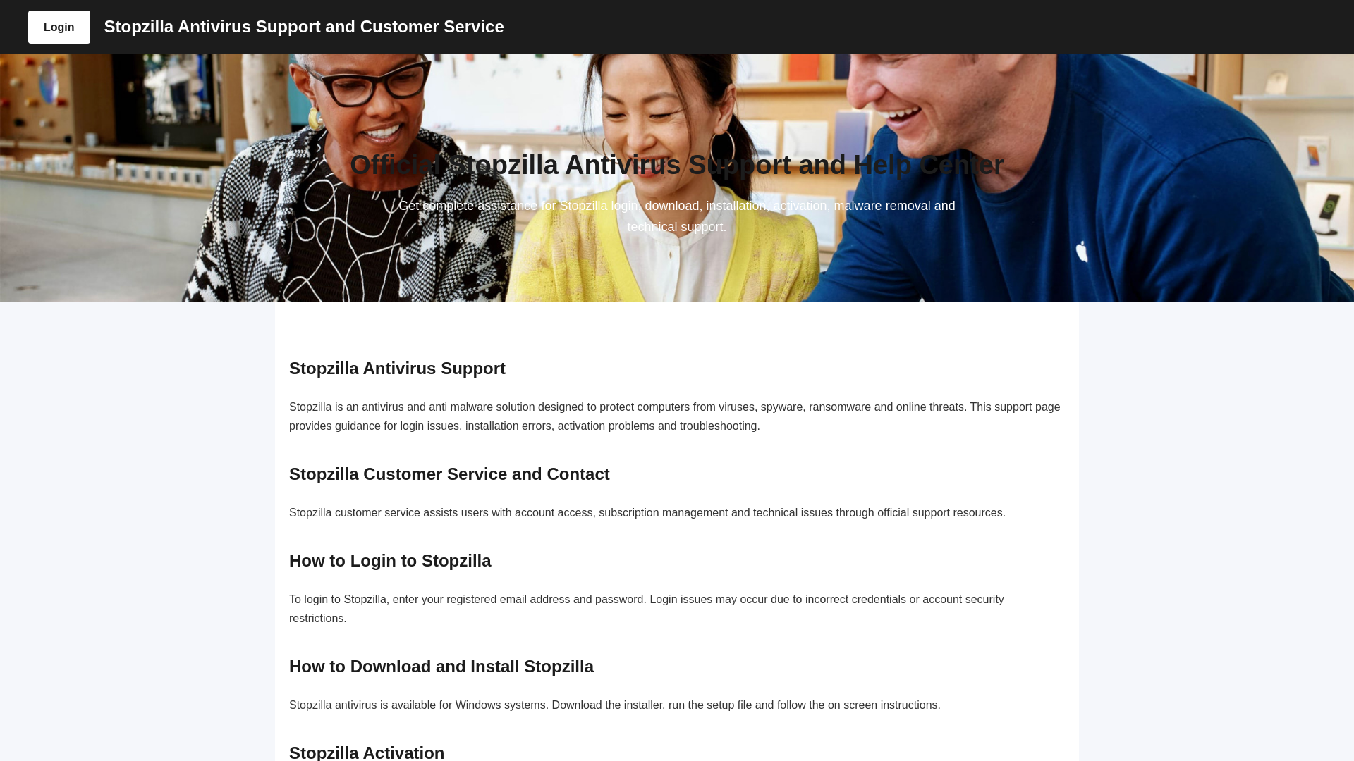 website screenshot of https://stopzillaaccount.com