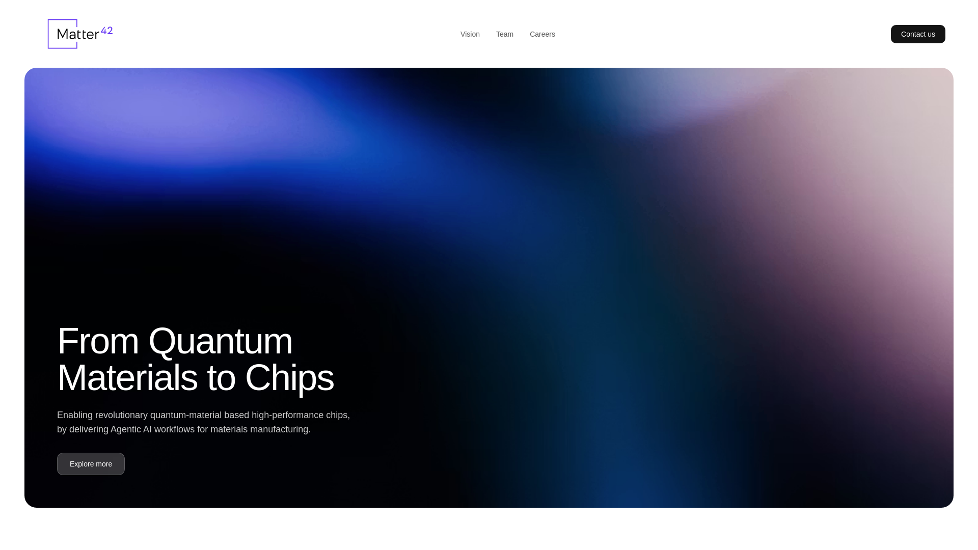 website screenshot of https://matter42.ai