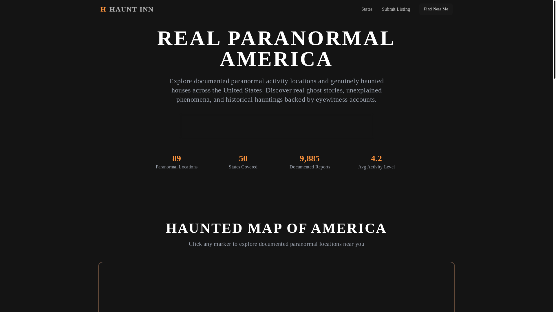 website screenshot of https://hauntedhouses.wtf/