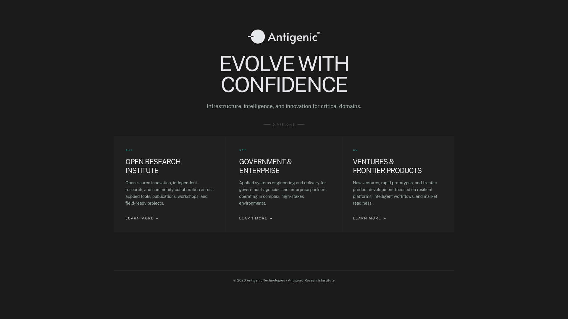 website screenshot of https://antigenictech.xyz