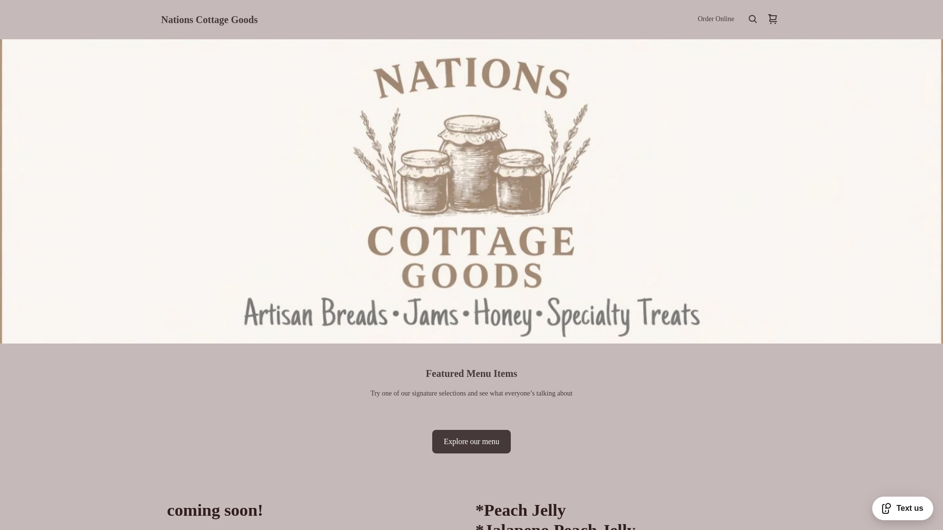 website screenshot of https://nationscottagegoods.com