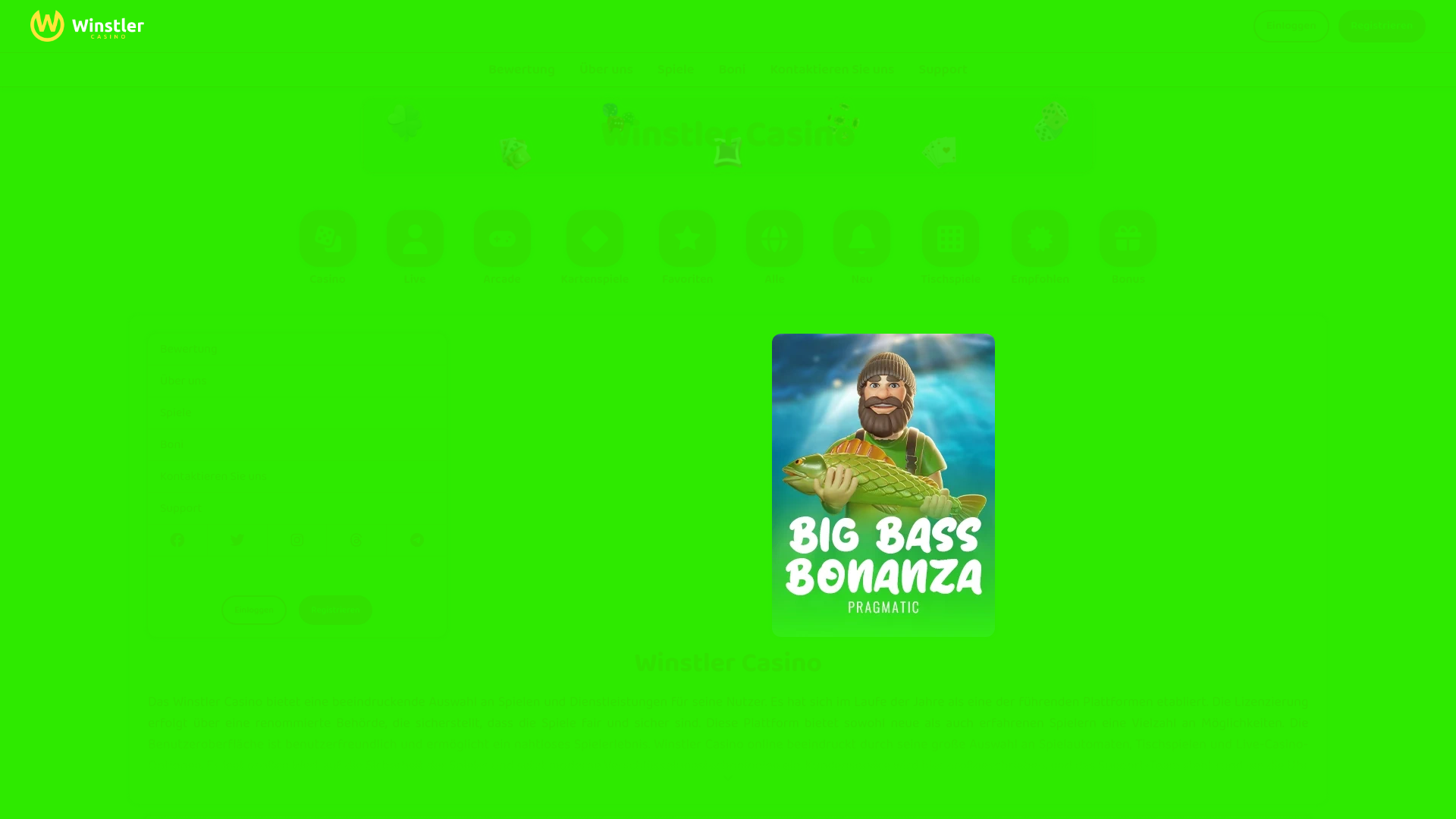 website screenshot of https://casinowinstler.de/