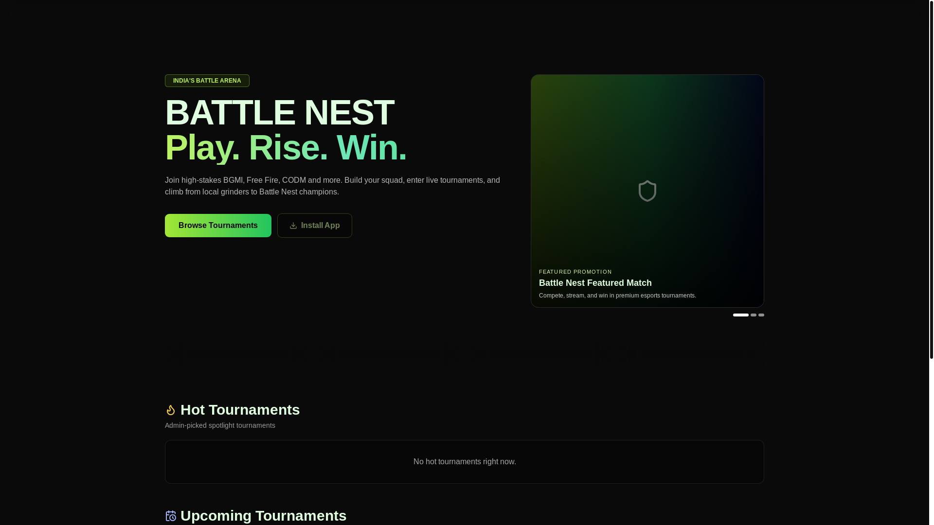 website screenshot of https://battlenest.in/