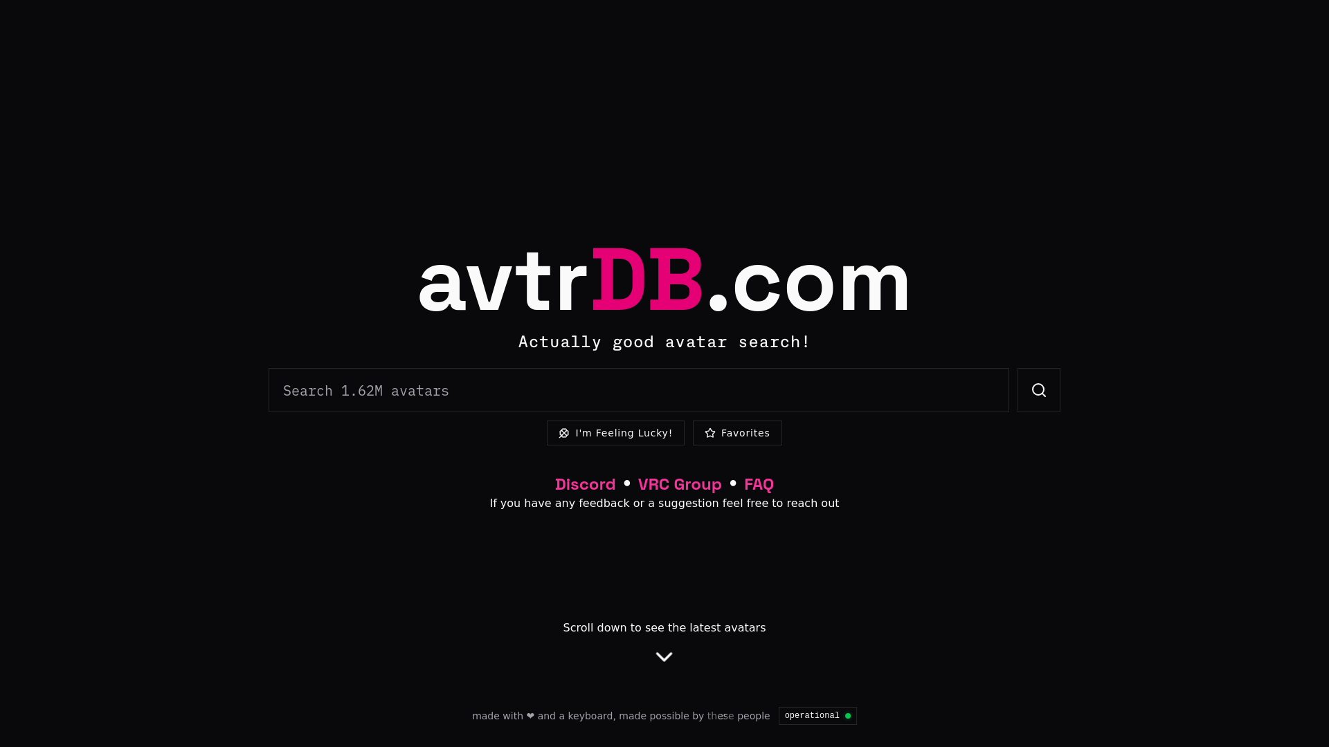 website screenshot of https://avtrdb.com/