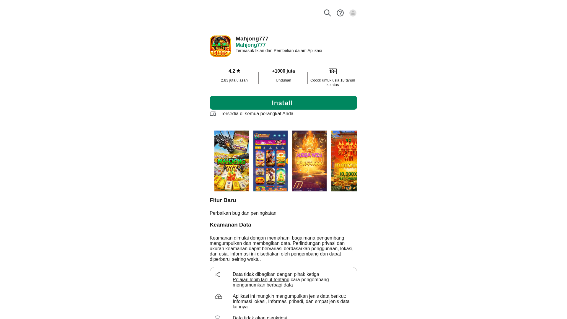 website screenshot of https://mahjongidr-advertising9.pages.dev/