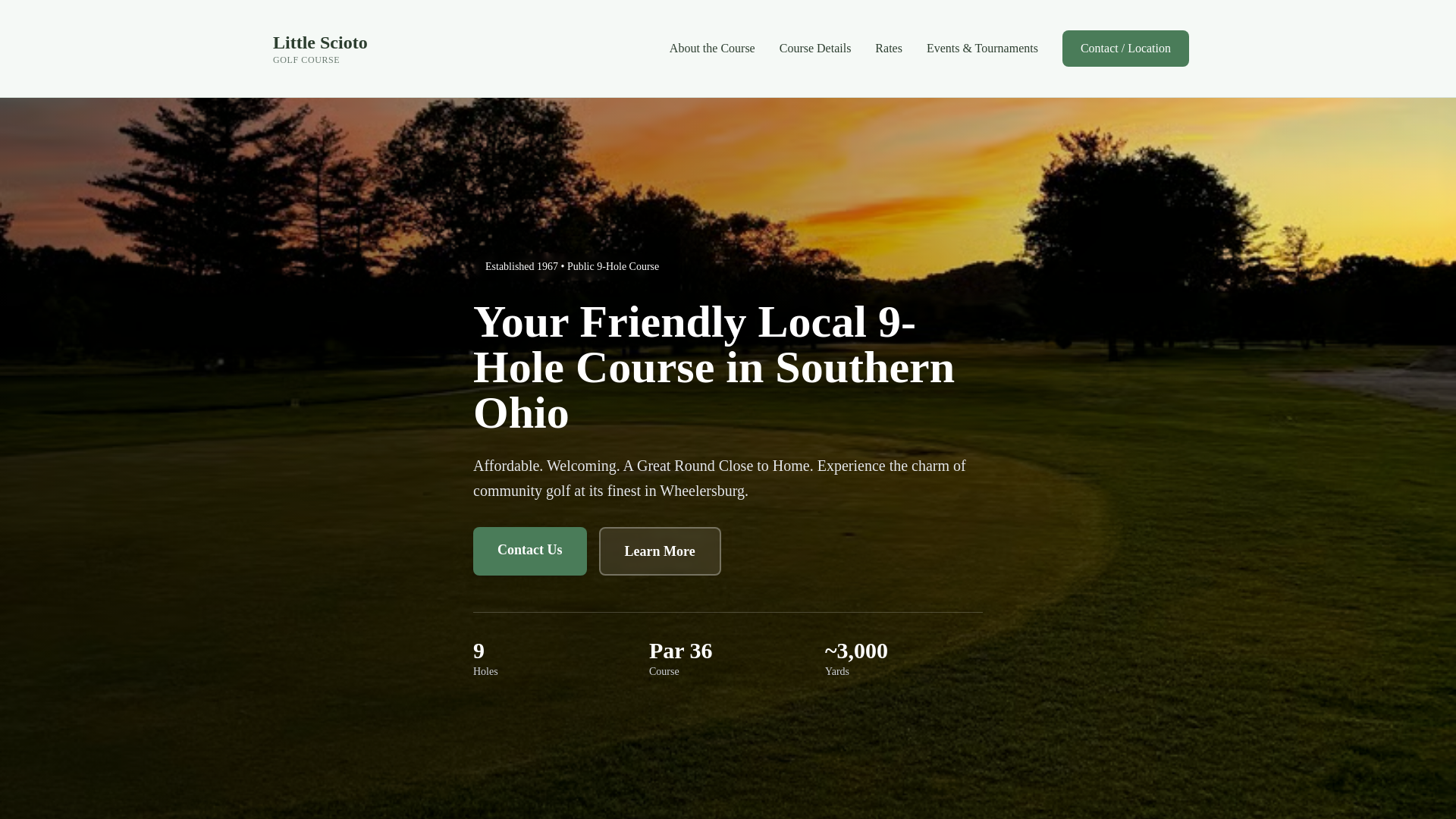 website screenshot of https://littlesciotogolfcourse.com/
