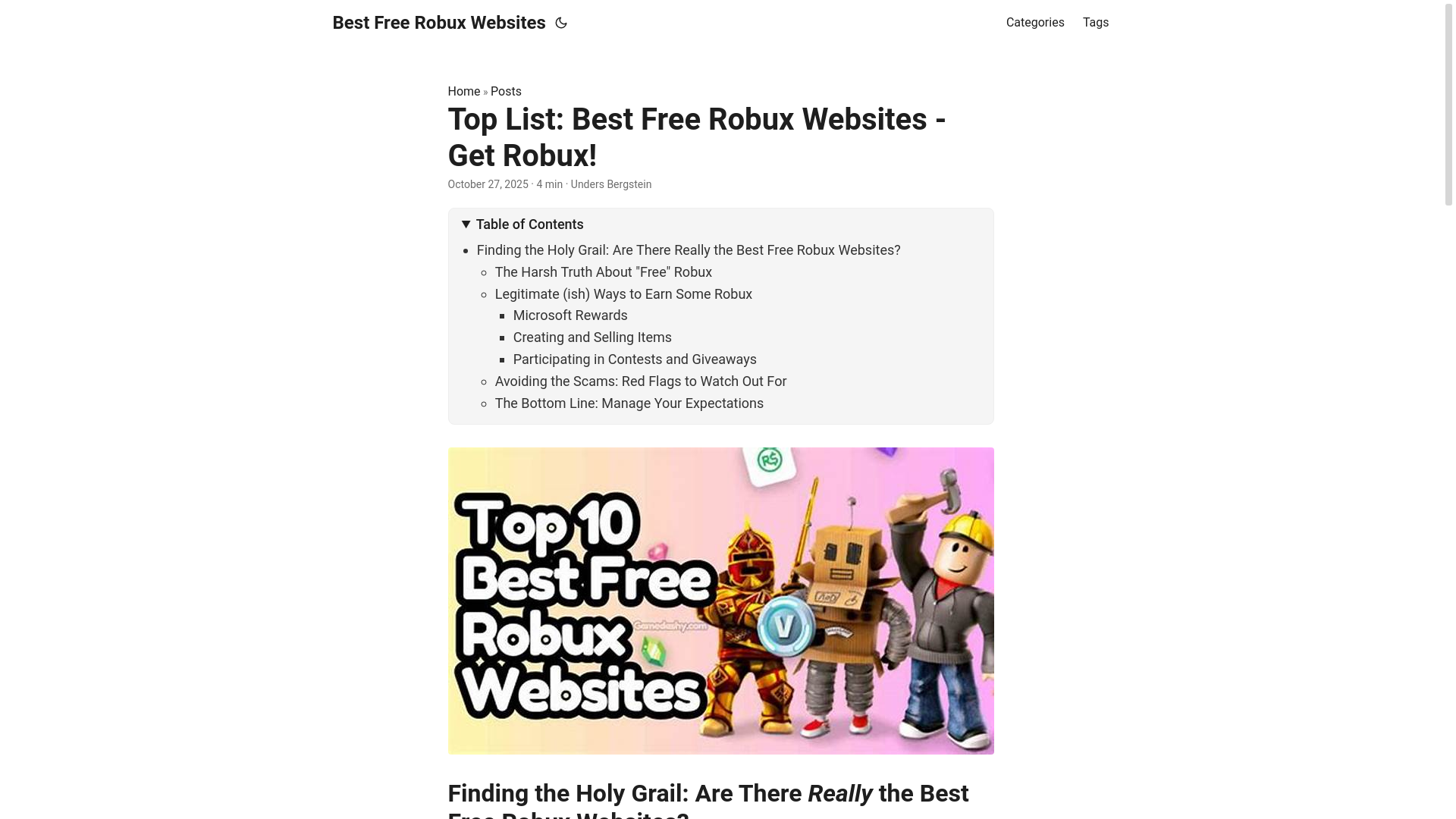website screenshot of https://best-free-robux-websites.pages.dev/