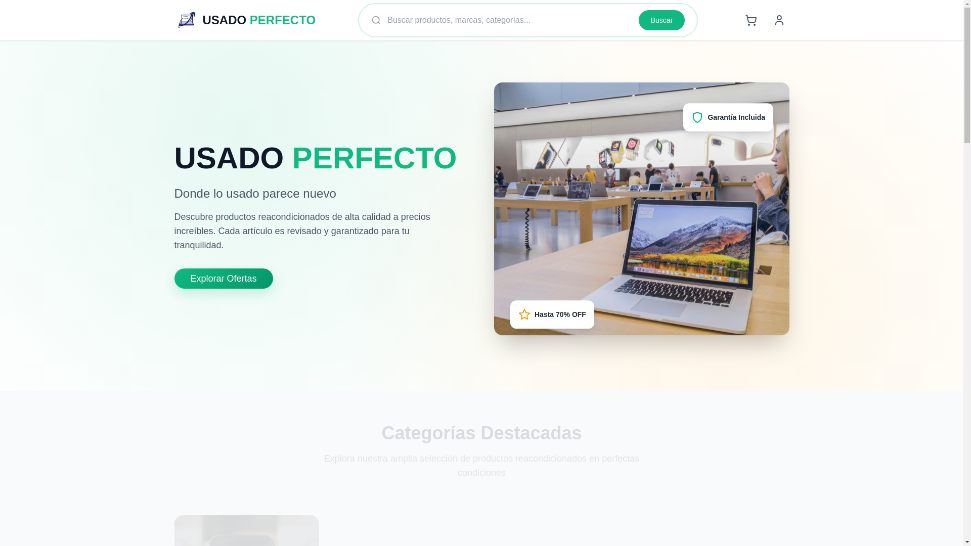website screenshot of https://usadoperfecto.tienda/
