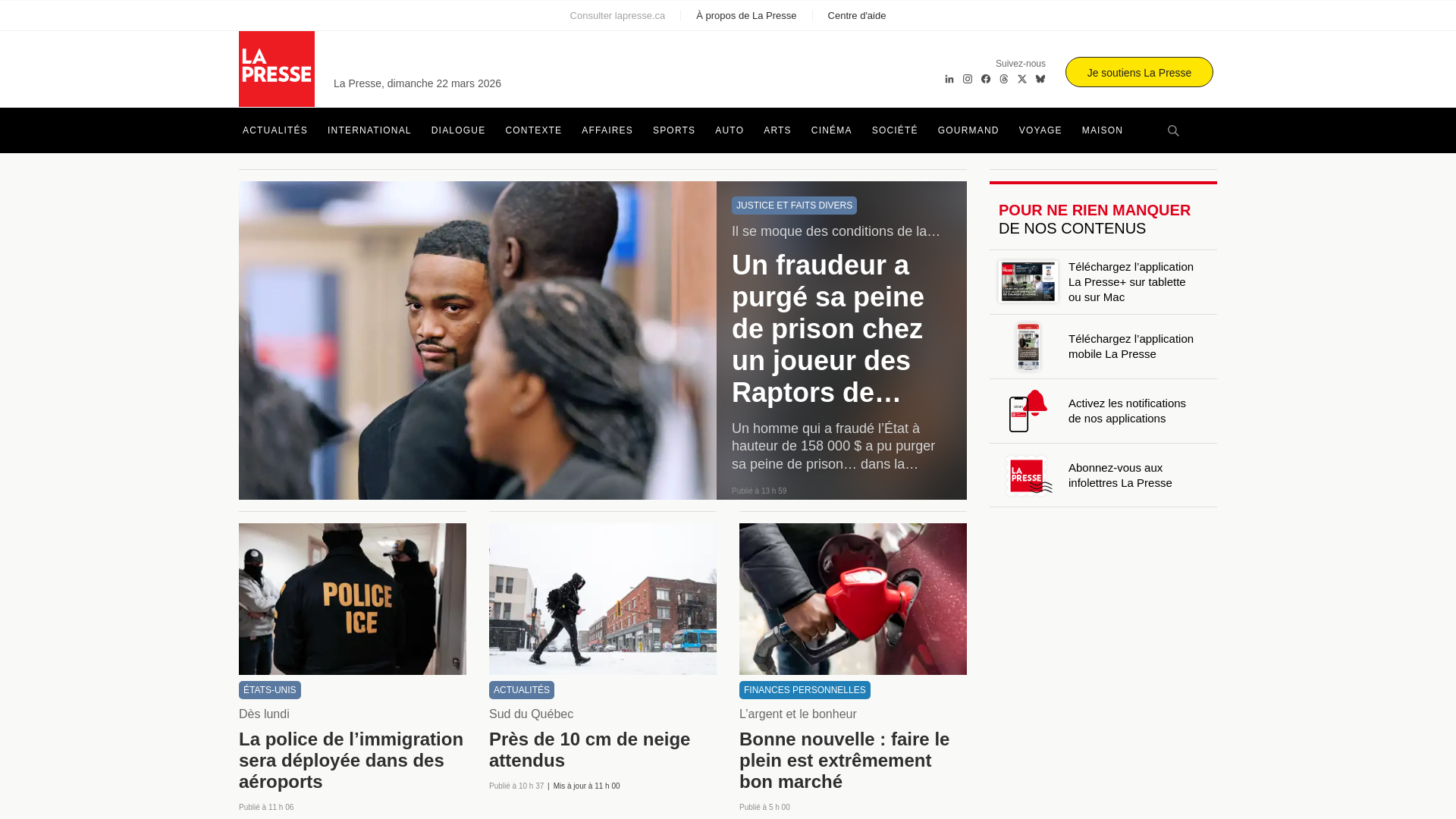 website screenshot of https://www.lapresse.ca
