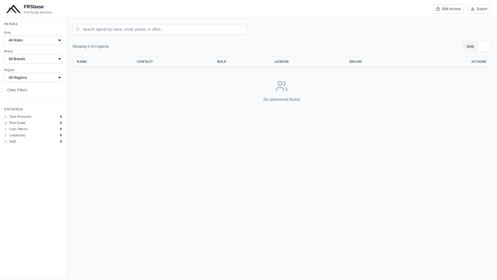 website screenshot of https://frs-agent-database-ui.pages.dev/
