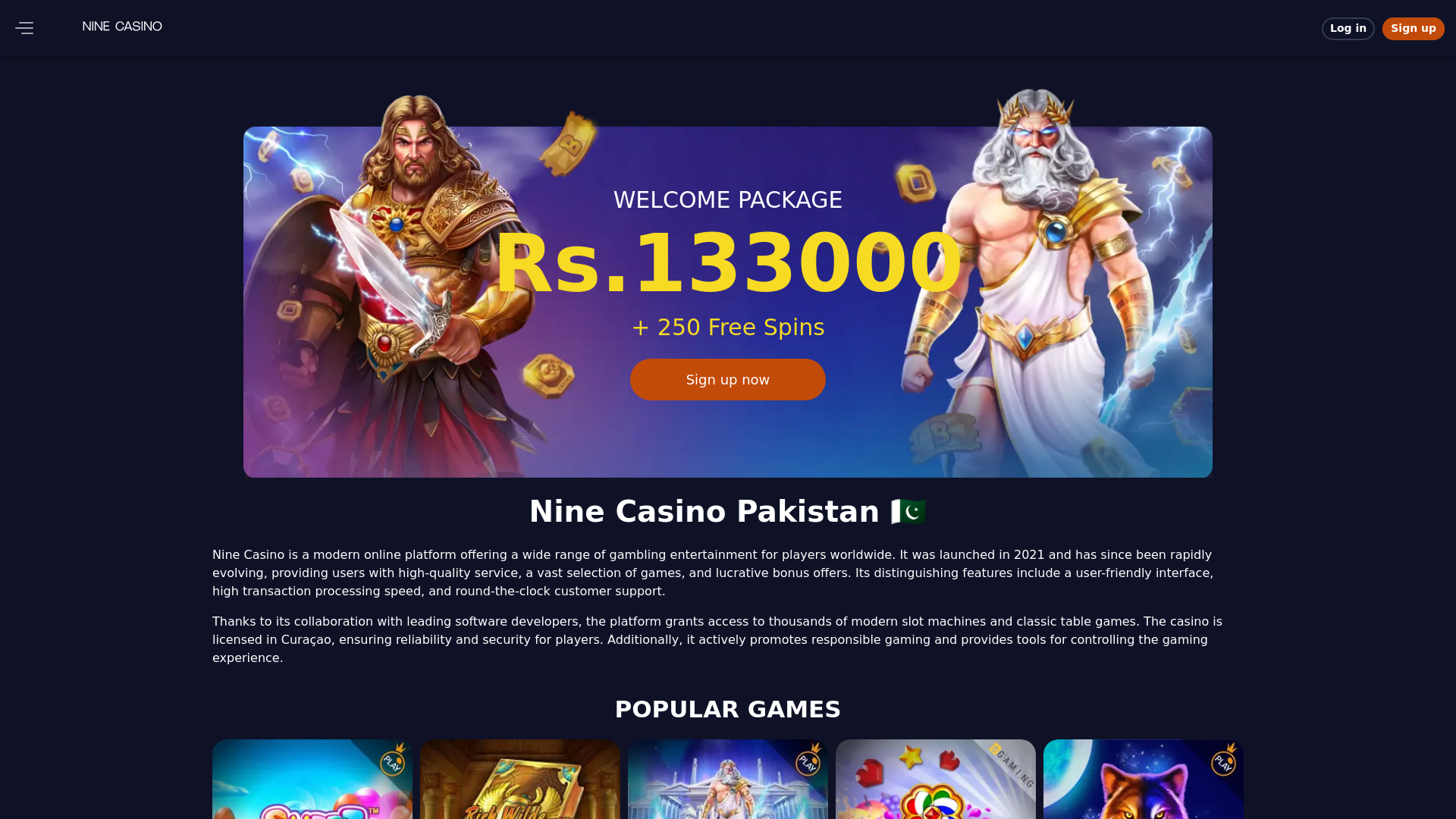 website screenshot of https://nine-casino-pk-306.pages.dev/