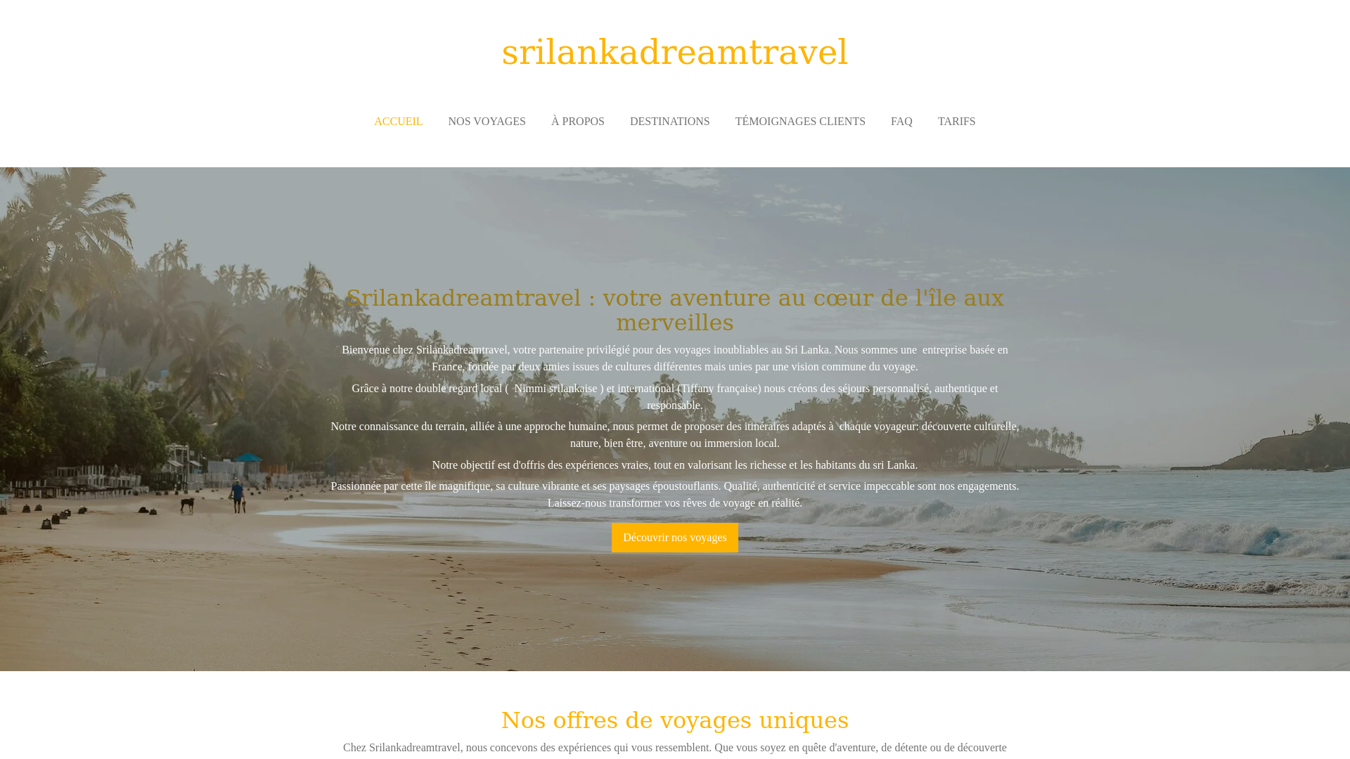 website screenshot of https://srilankadreamtravel.com/