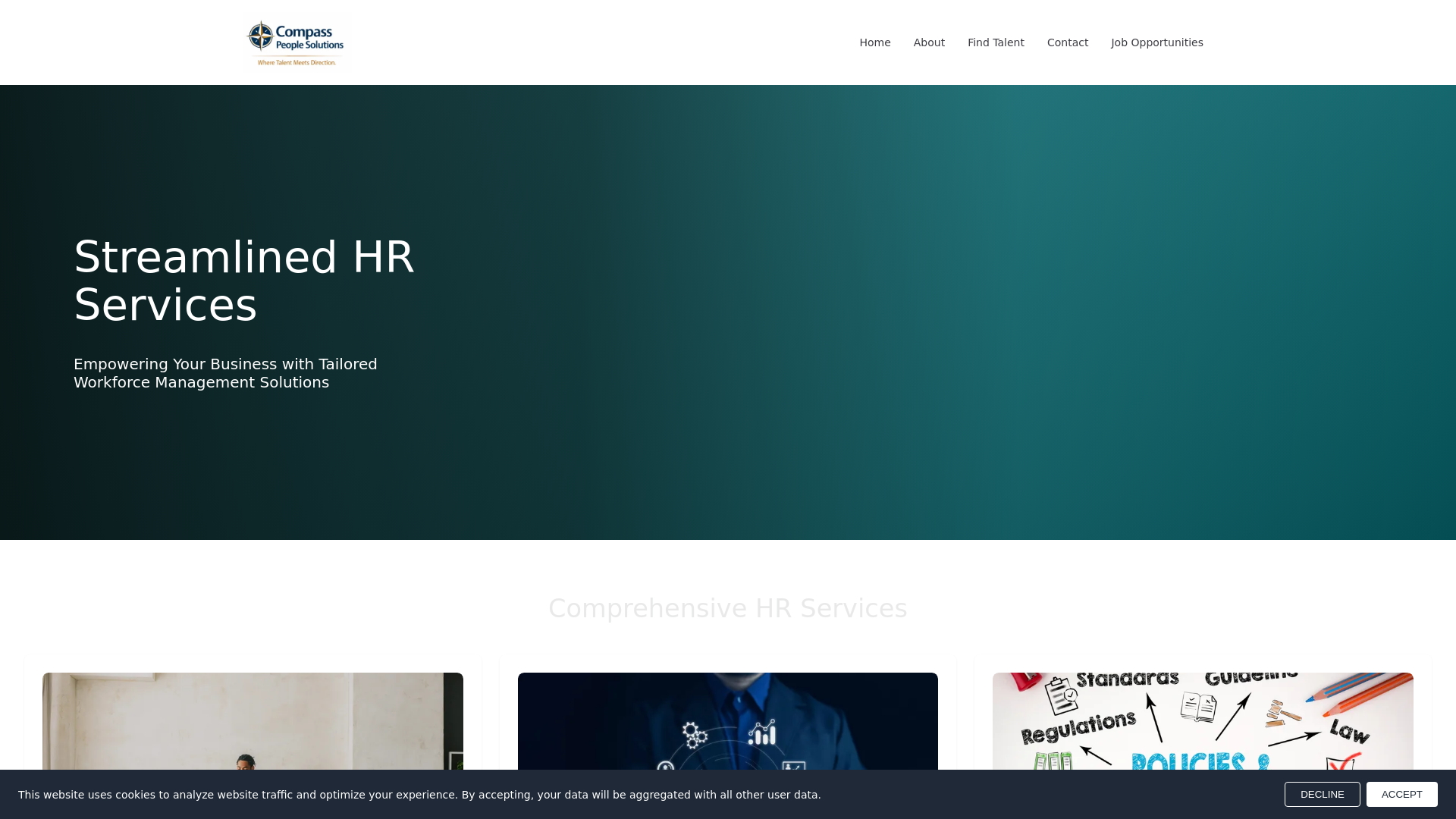 website screenshot of https://compasspeoplesolutions.com/