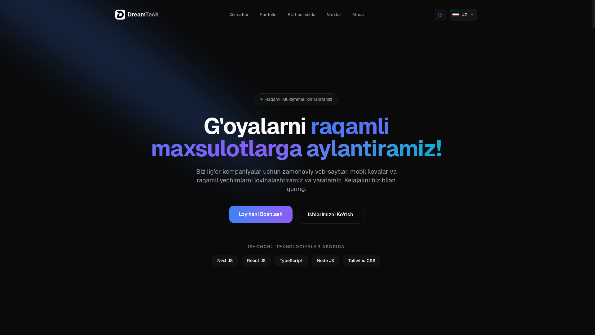 website screenshot of https://dream-tech.uz/