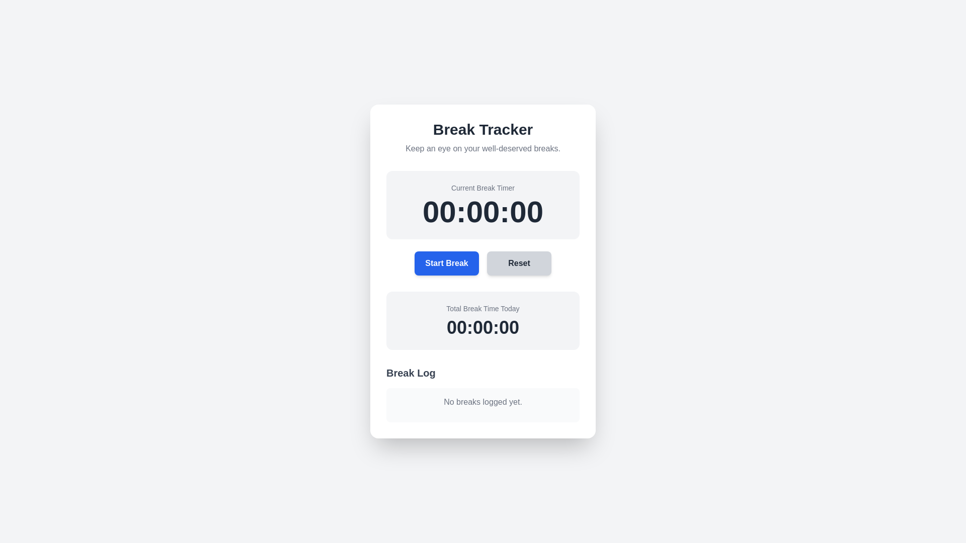 website screenshot of https://breaktracker.online/