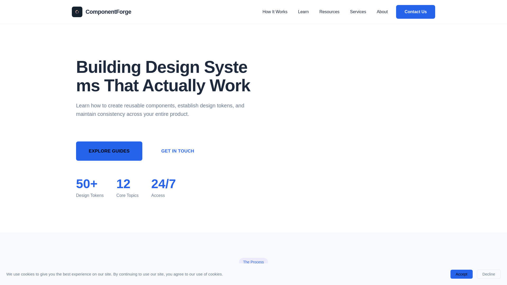 website screenshot of https://componentforgein.com