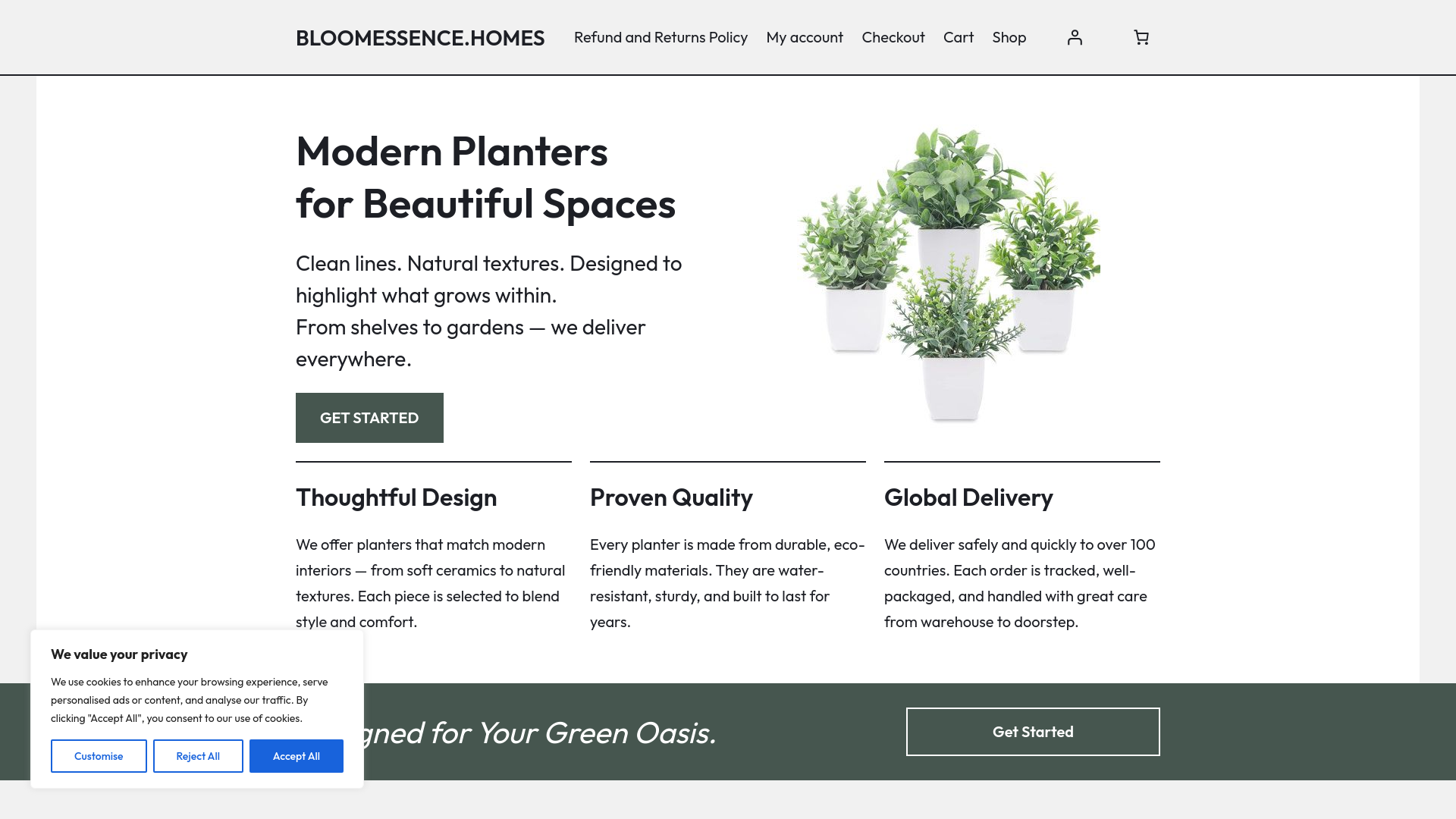 website screenshot of https://bloomessence.homes/