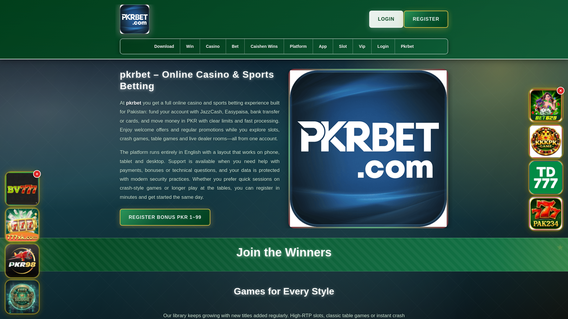 website screenshot of https://pkrbetsalam.com/