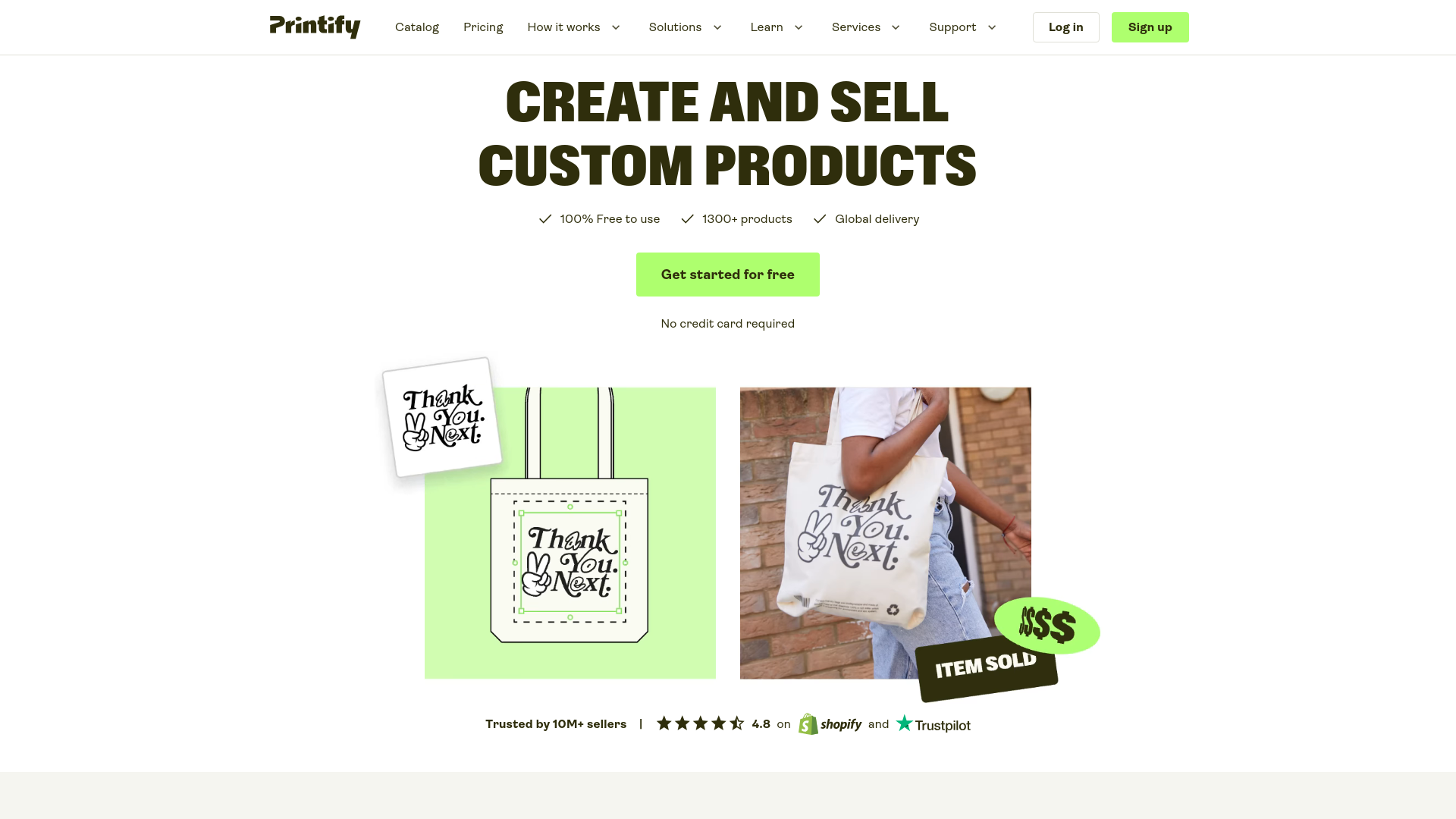 website screenshot of https://printifystores.com