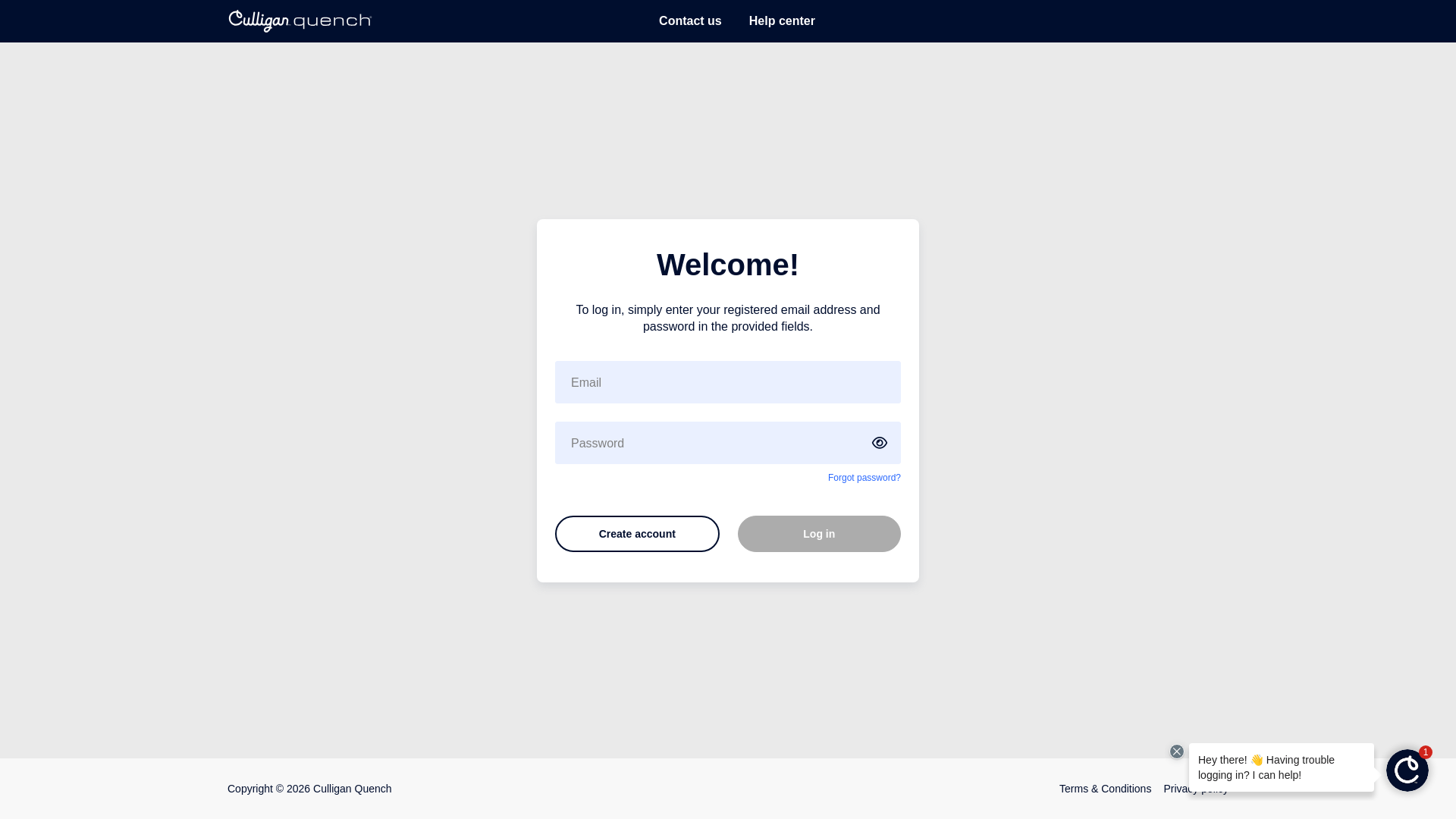 website screenshot of http://portal.culliganquench.com/login
