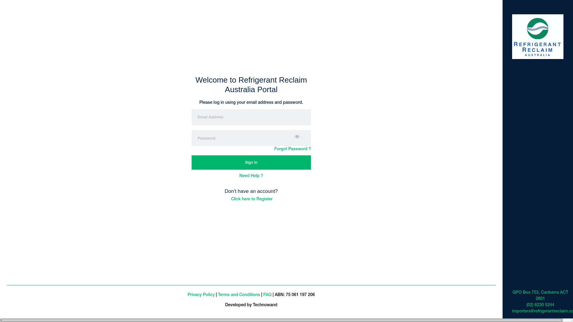 website screenshot of http://www.vip.recover.org.au/