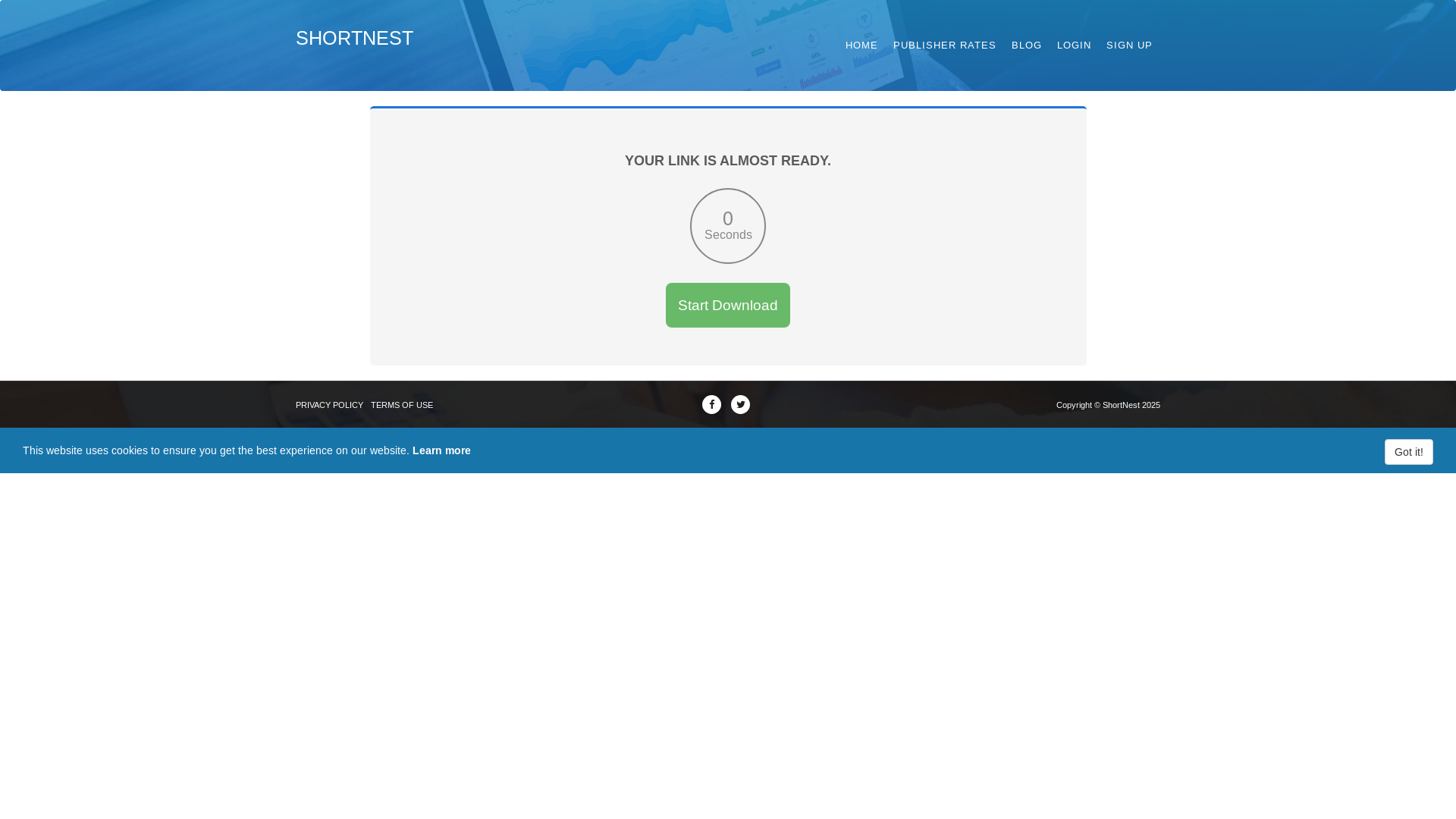 website screenshot of https://go.shortnest.com/M01SXVWC