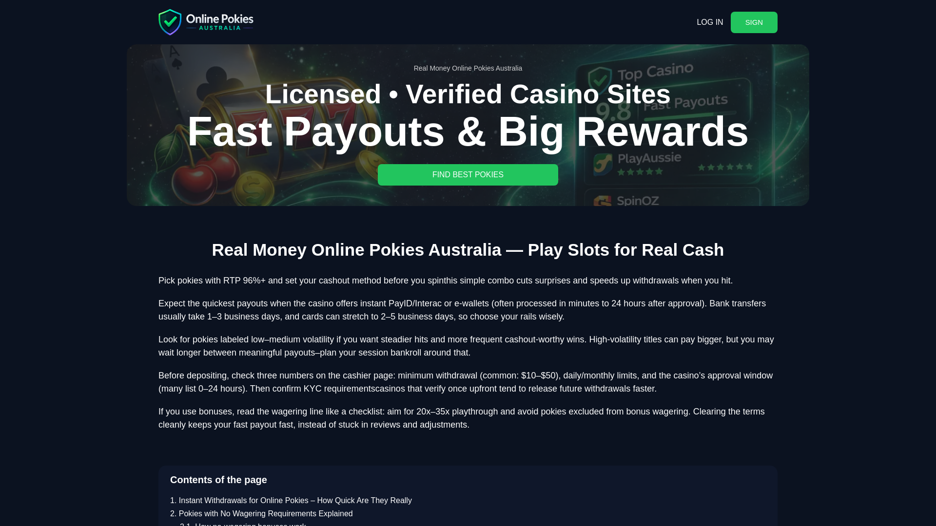 website screenshot of https://online-pokiescasinoau.com