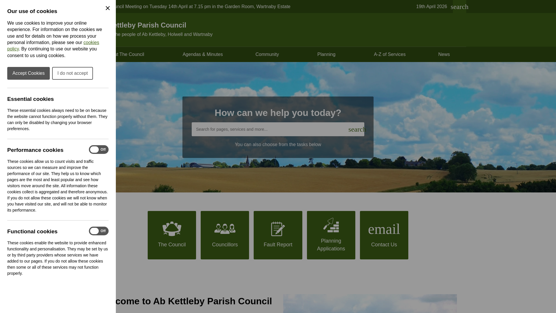 website screenshot of https://abkettlebyparishcouncil.gov.uk/
