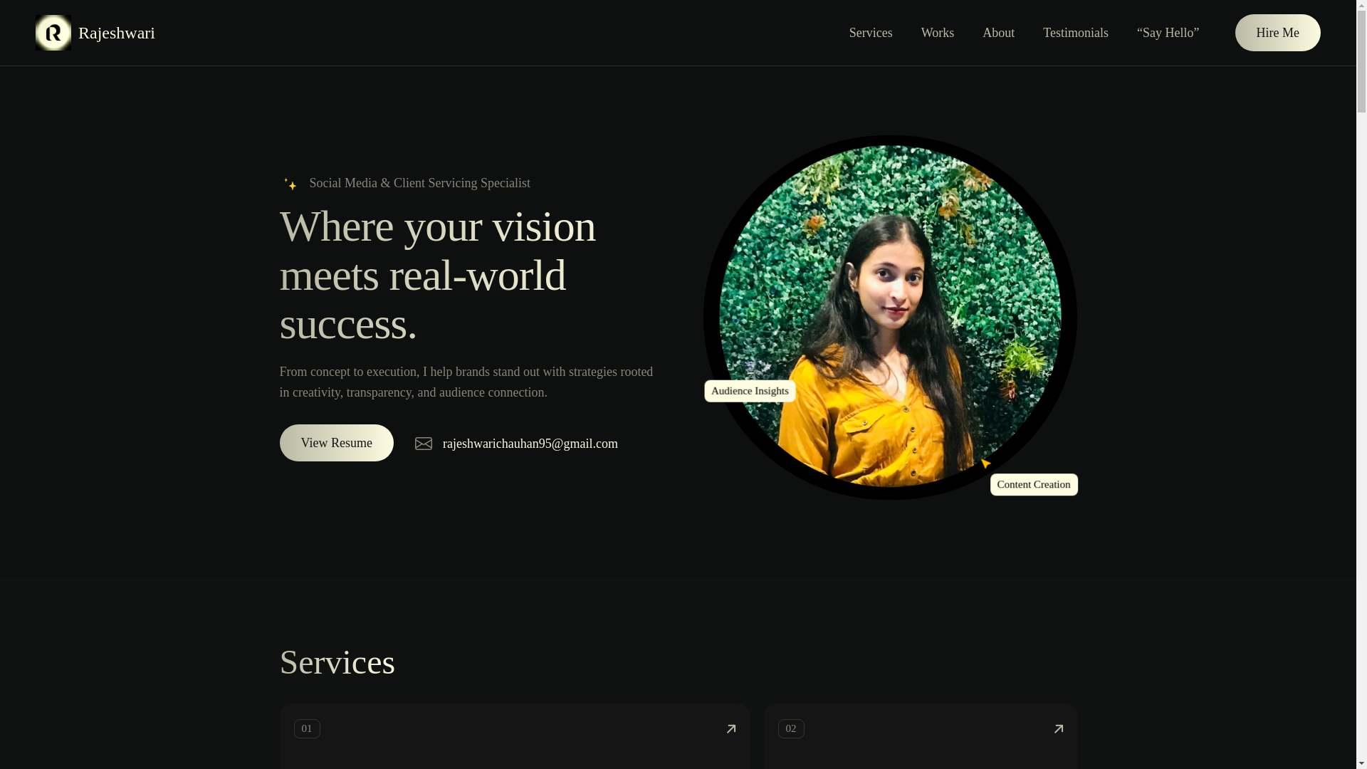 website screenshot of https://rajeshwarichauhan.in/