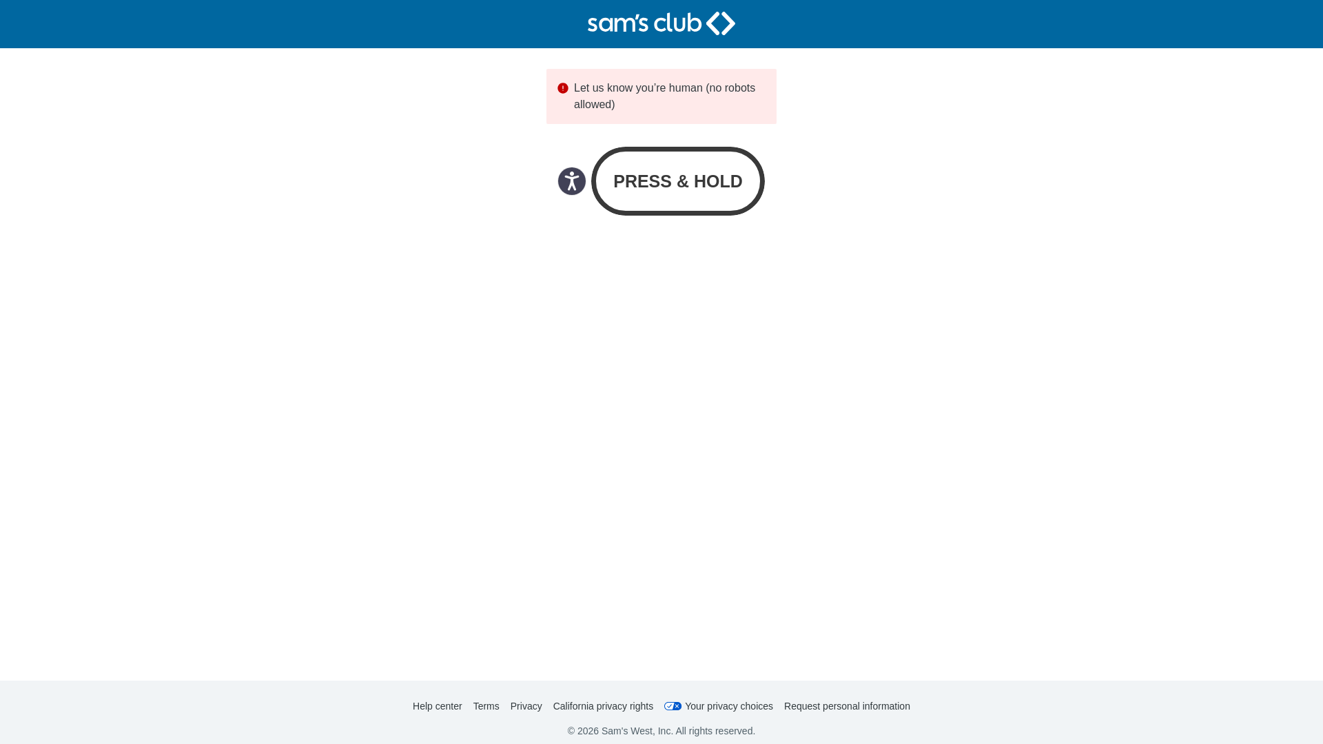 website screenshot of https://www.samsclub.com