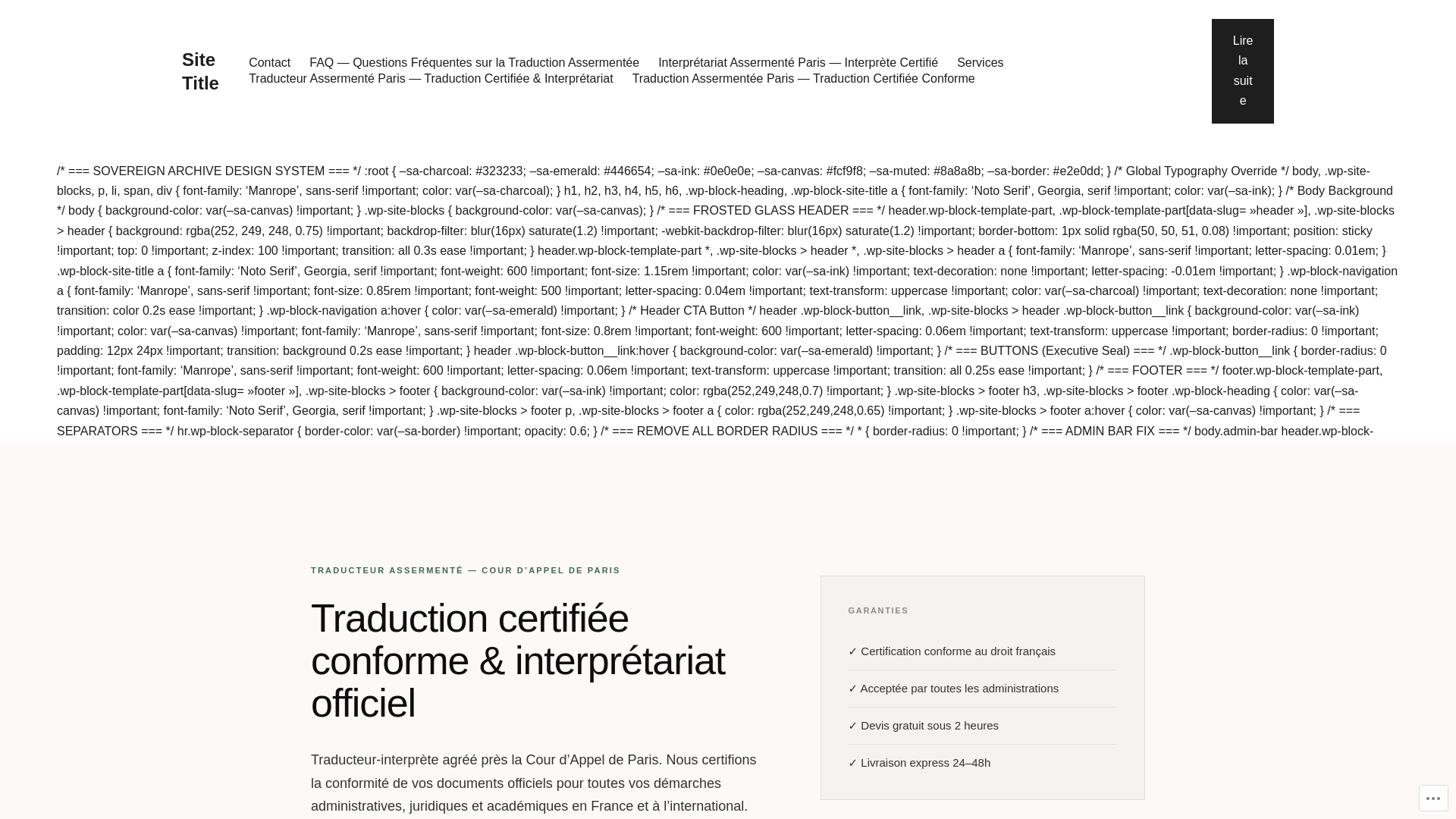 website screenshot of https://traducteurassermenteparis.fr/