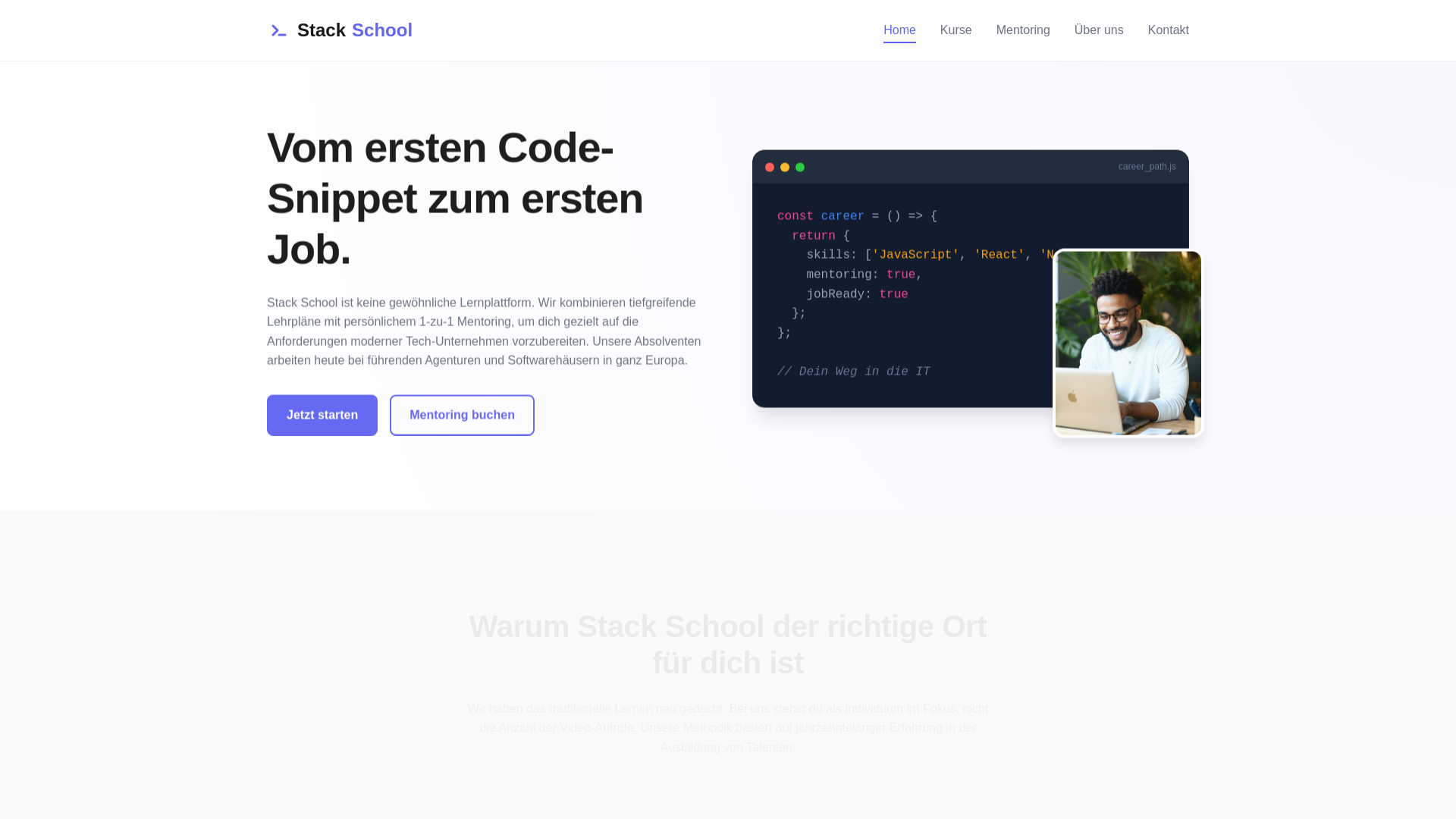 website screenshot of https://stackschool.online/