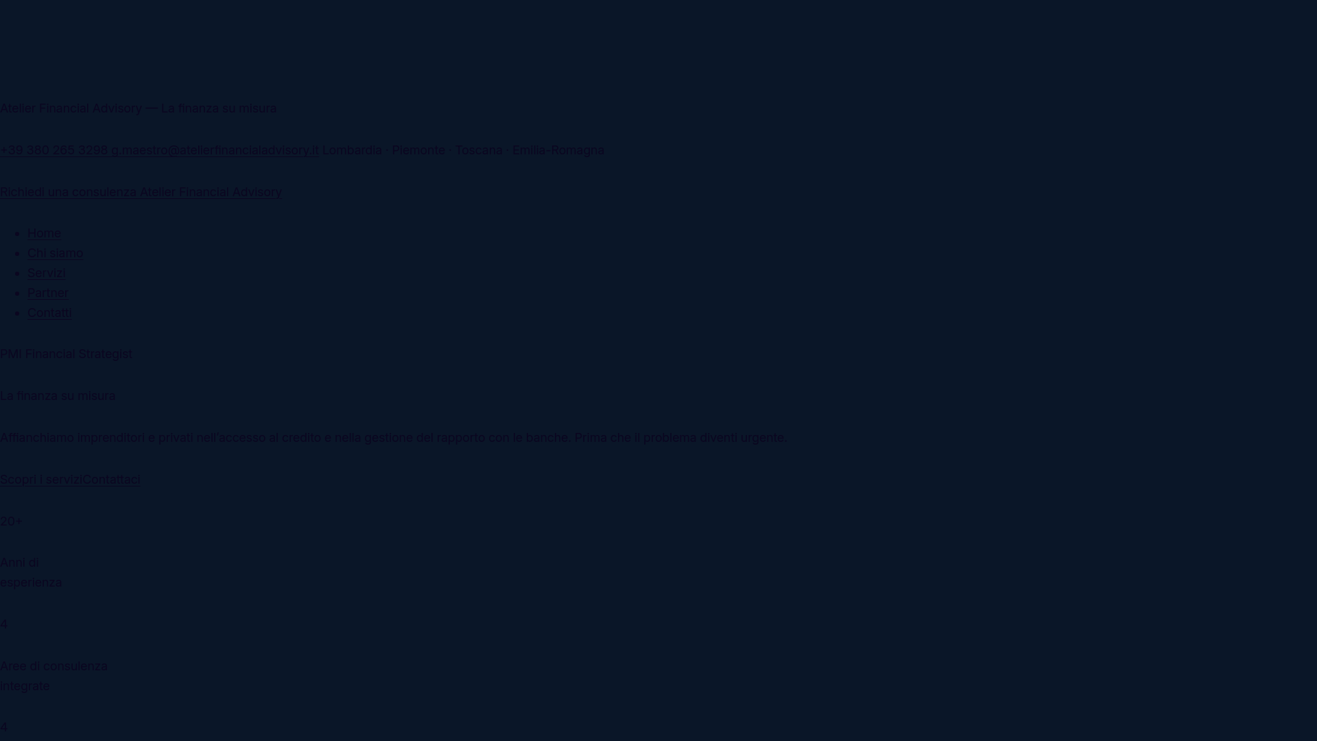 website screenshot of https://atelierfinancialadvisory.it/