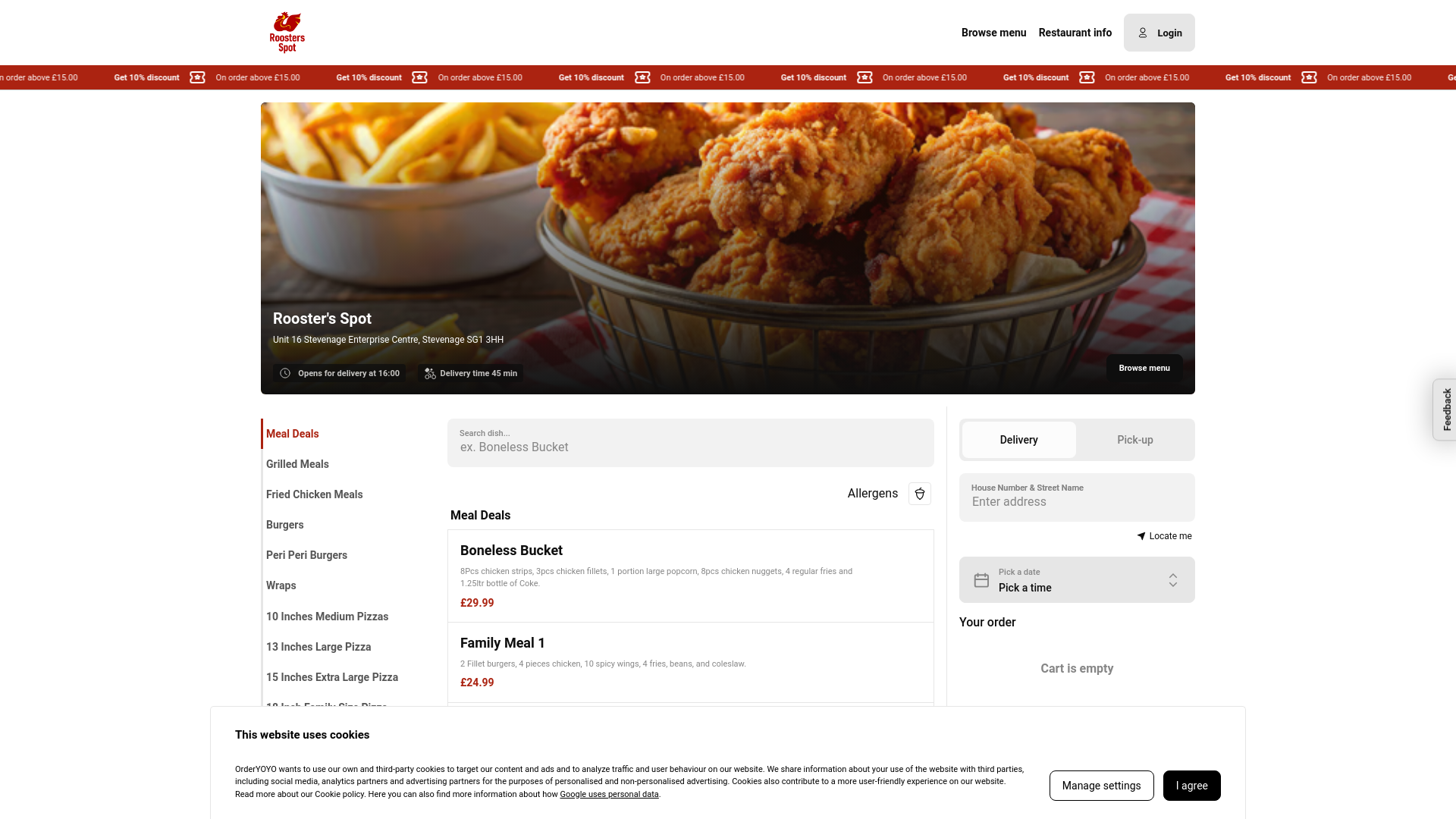 website screenshot of https://roosters-spot.co.uk/