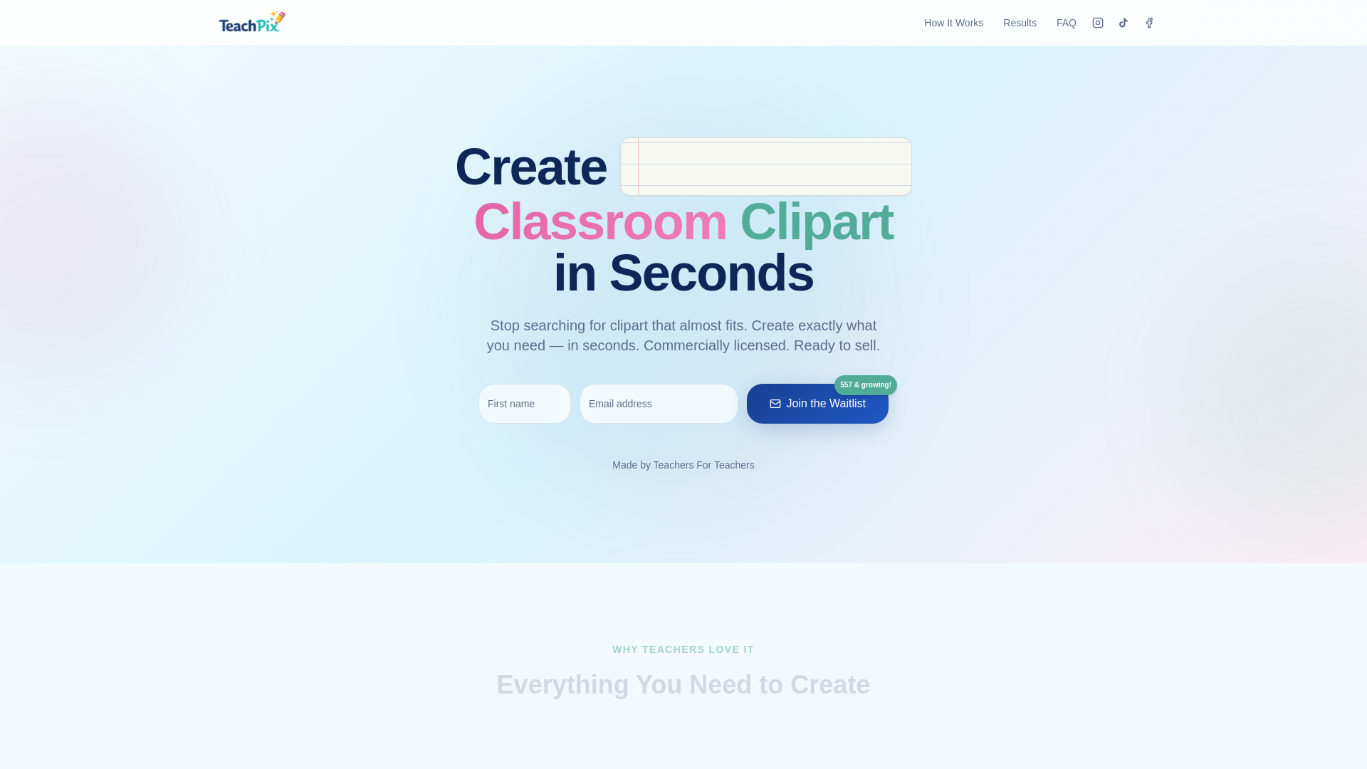 website screenshot of https://teachpix.ai