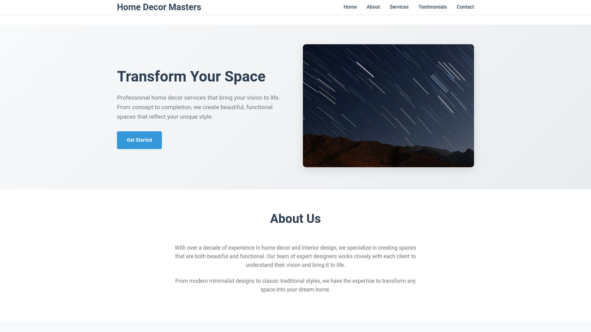 website screenshot of https://homedecormasters.click/