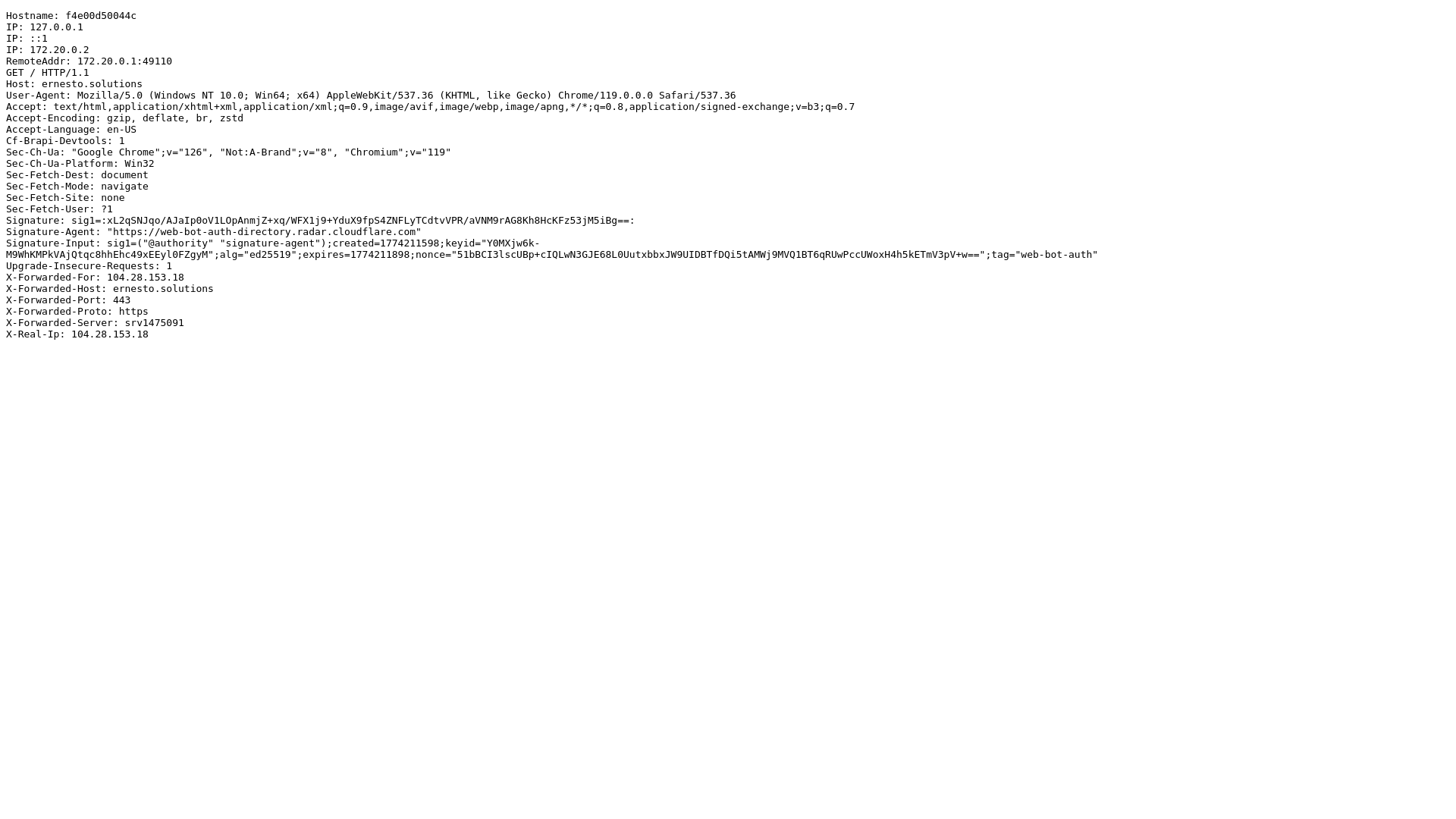 website screenshot of https://ernesto.solutions/