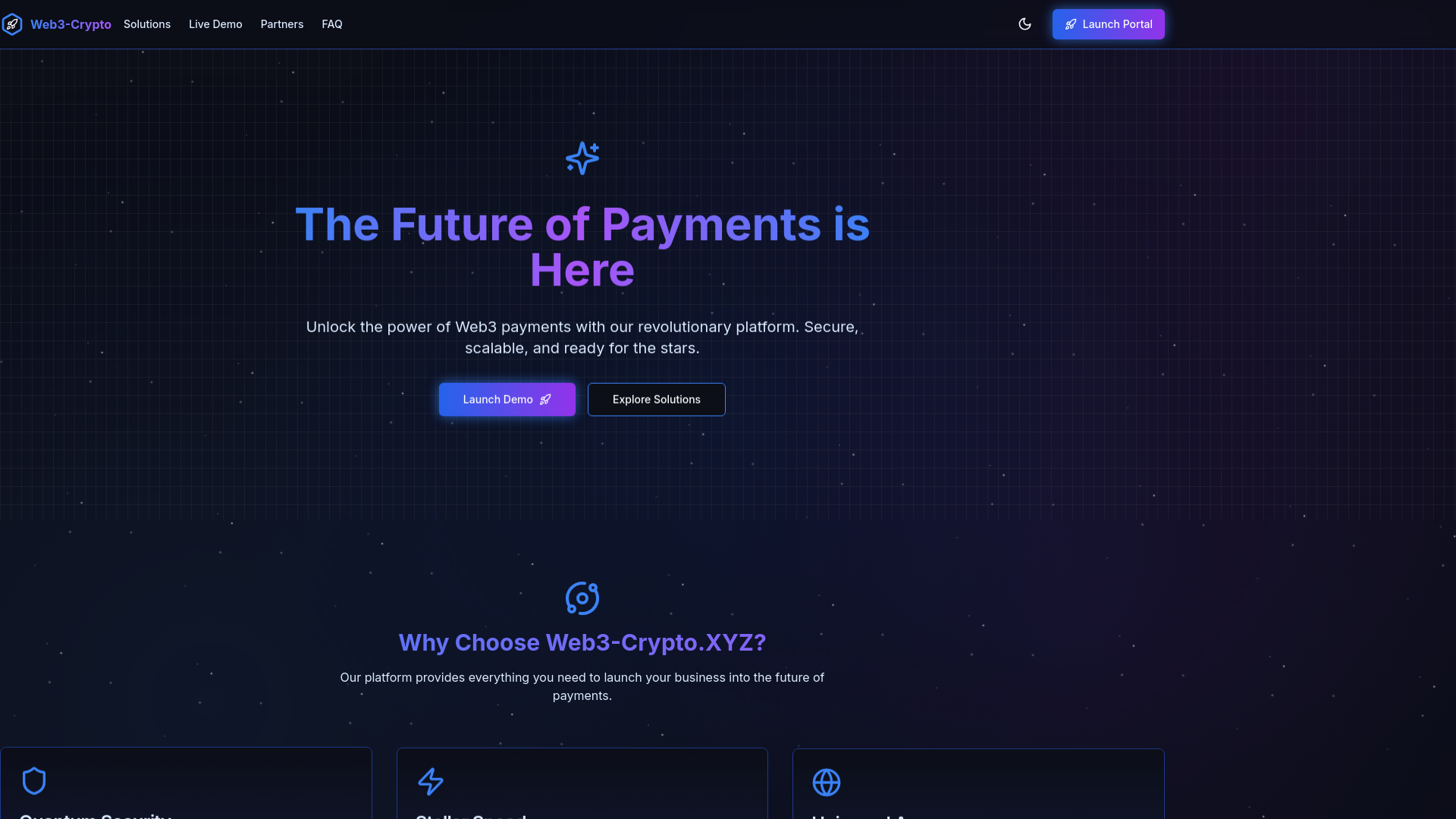 website screenshot of https://www.web3-crypto.xyz/