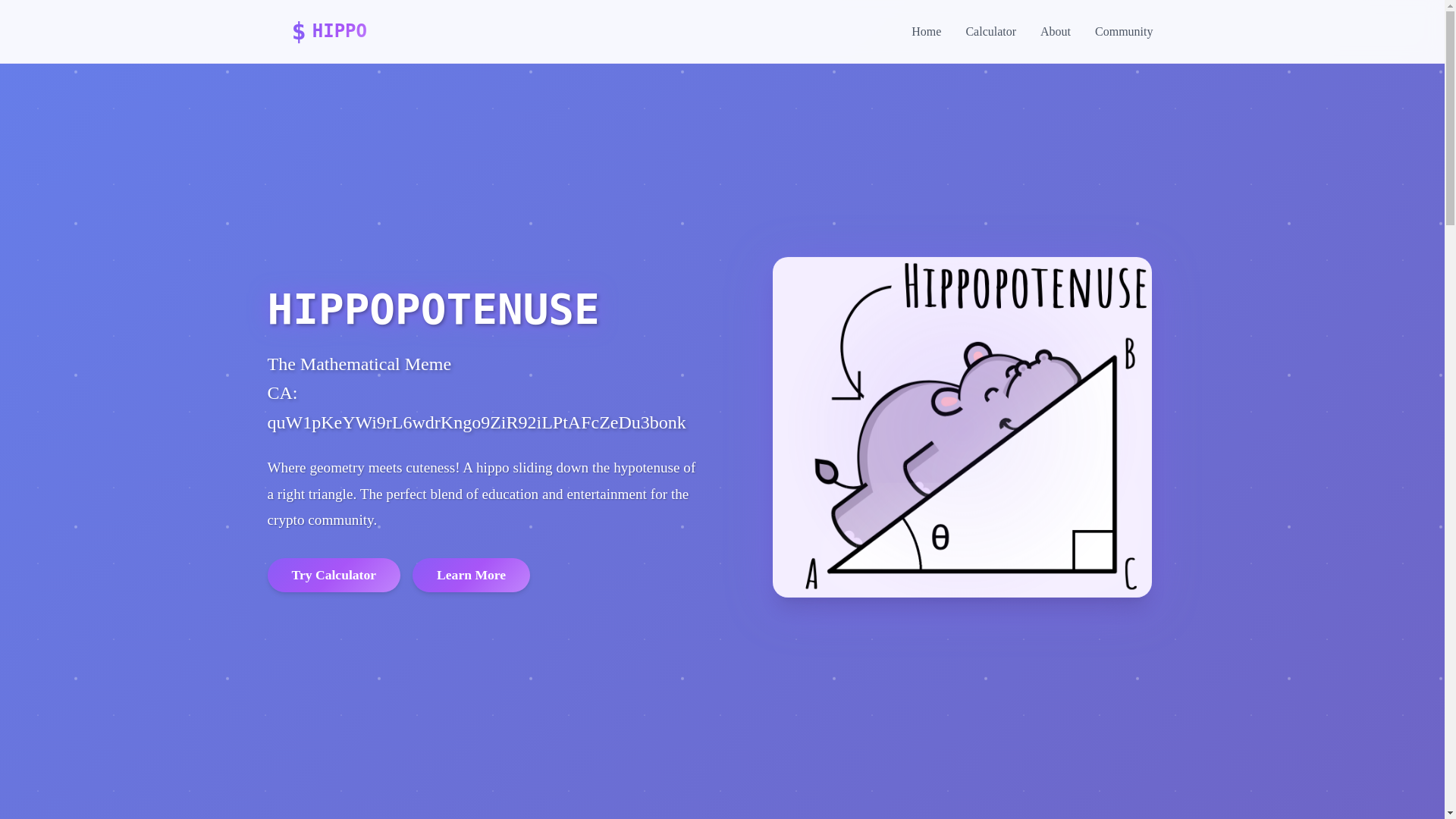 website screenshot of https://hippopotenuse.fun/
